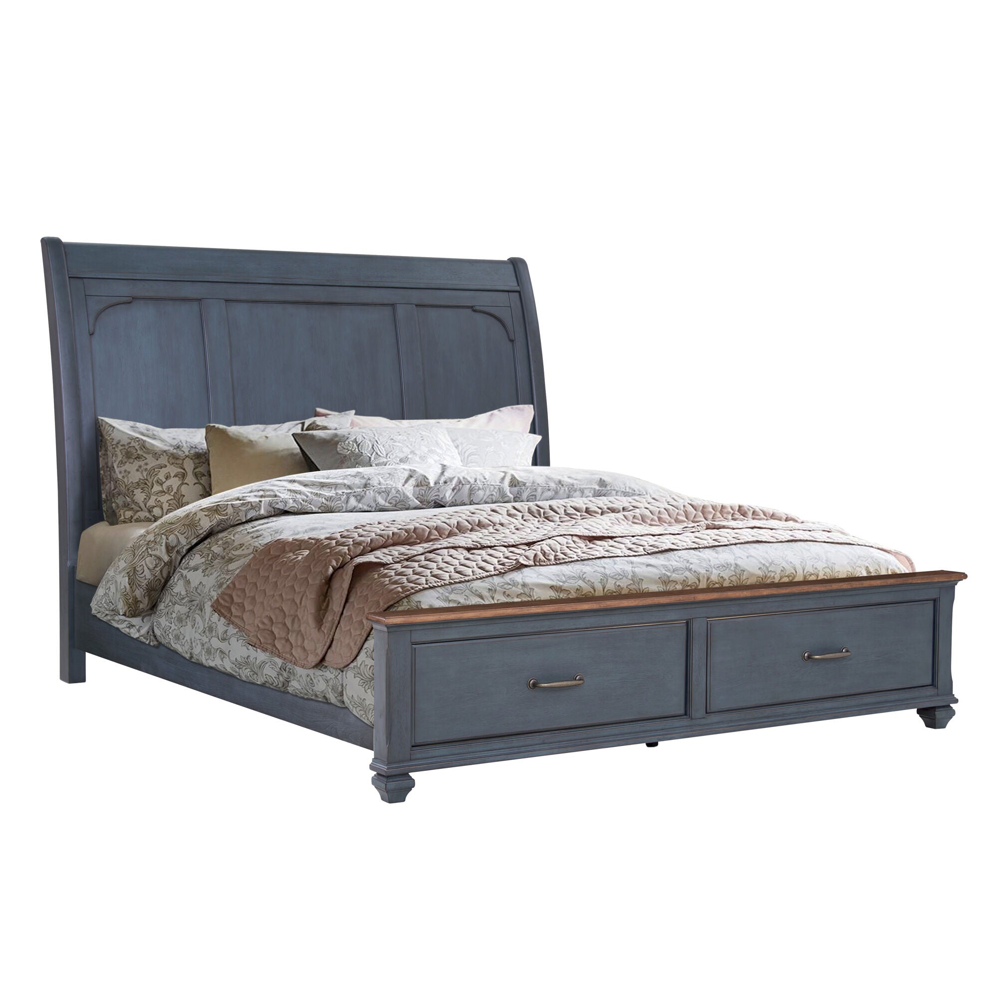 Americana Bed Frame - Queen Size Wooden Platform Bed with Headboard & Footboard - Sturdy & Stylish for Modern Bedrooms | Perfect for Master Bedroom, Guest Room, or Dorm