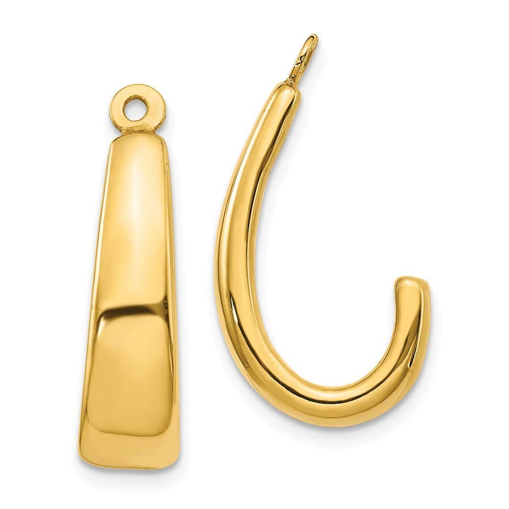 14K Yellow Gold J Hoop Earring Jackets - Elegant Layering for Everyday Wear & Special Occasions