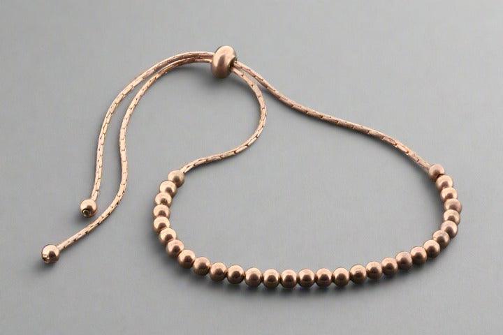 Rose Gold Over Silver Multi-Round Bead Bracelet - Elegant Stackable Jewelry for Women, Perfect for Everyday Wear & Special Occasions