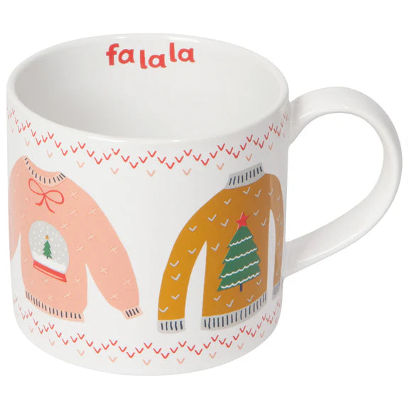 Festive Ugly Christmas Sweater Mug Gift Set - Holiday Coffee Cup with Fun Holiday Sweater Design - Perfect for Xmas Party, Secret Santa & Cozy Winter Drinks