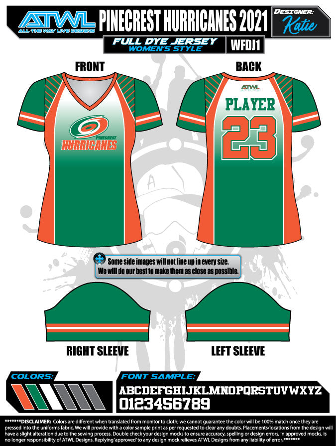 2021 Pinecrest Spring Women's Full Dye Team Jerseys - Breathable & Stylish for Soccer, Basketball & Sports Events