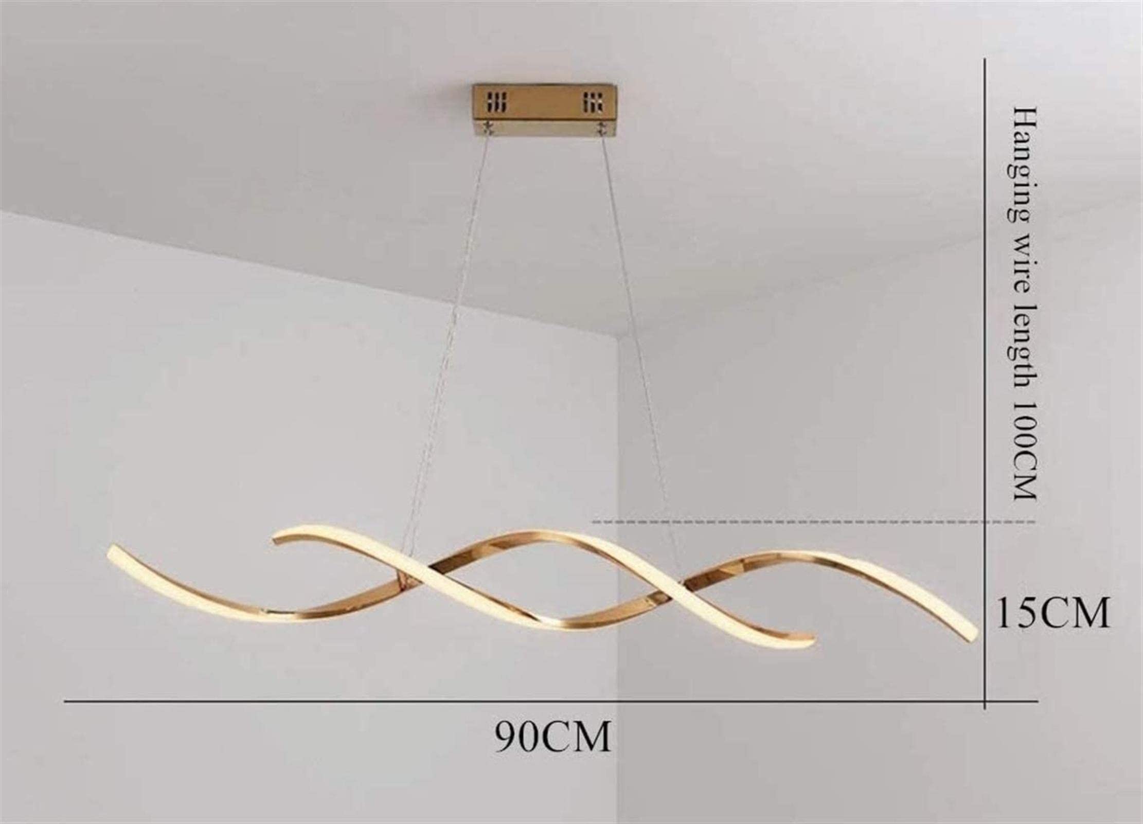 Modern LED Chandelier Lamp - Gold Plated Twisted Pendant Light with Wave Ribbon Design, High Brightness Candlestick Lighting for Dining Room, Bar, and Table Decoration - 9 Lights Hanging Fixture