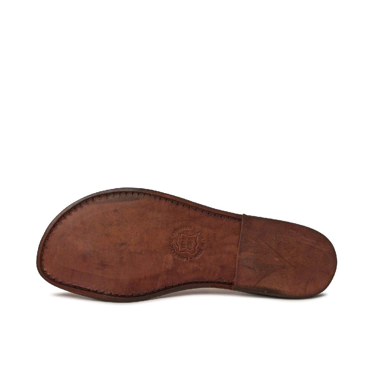 Handmade in Italy Women's Brown Leather Flat Sandals - Comfortable & Stylish for Summer, Travel & Casual Outings