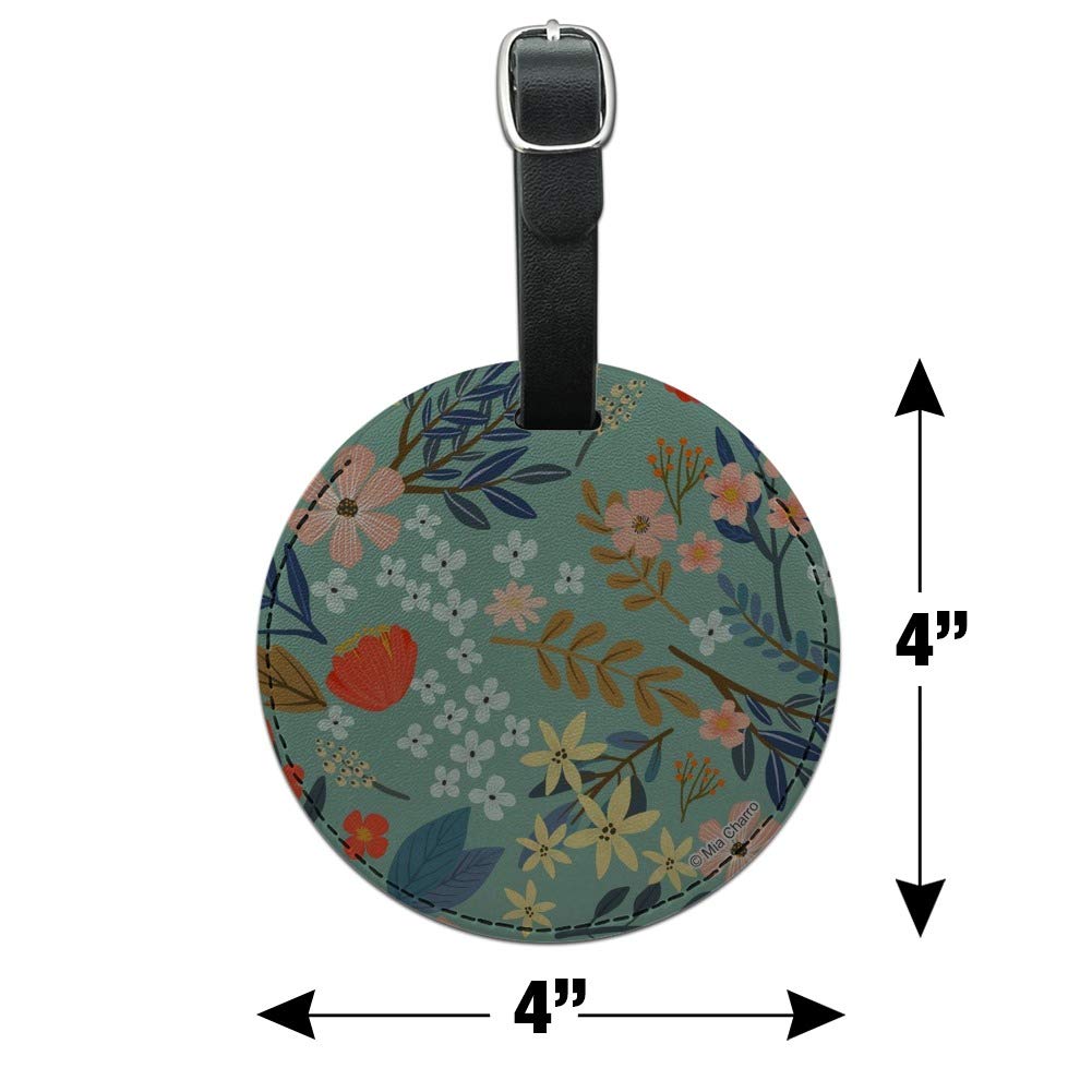 Round Leather Luggage Tag with Margarida Flowers - Durable Suitcase ID Card Holder for Carry-On Bags | Perfect for Travel, Business Trips & Vacation Identification