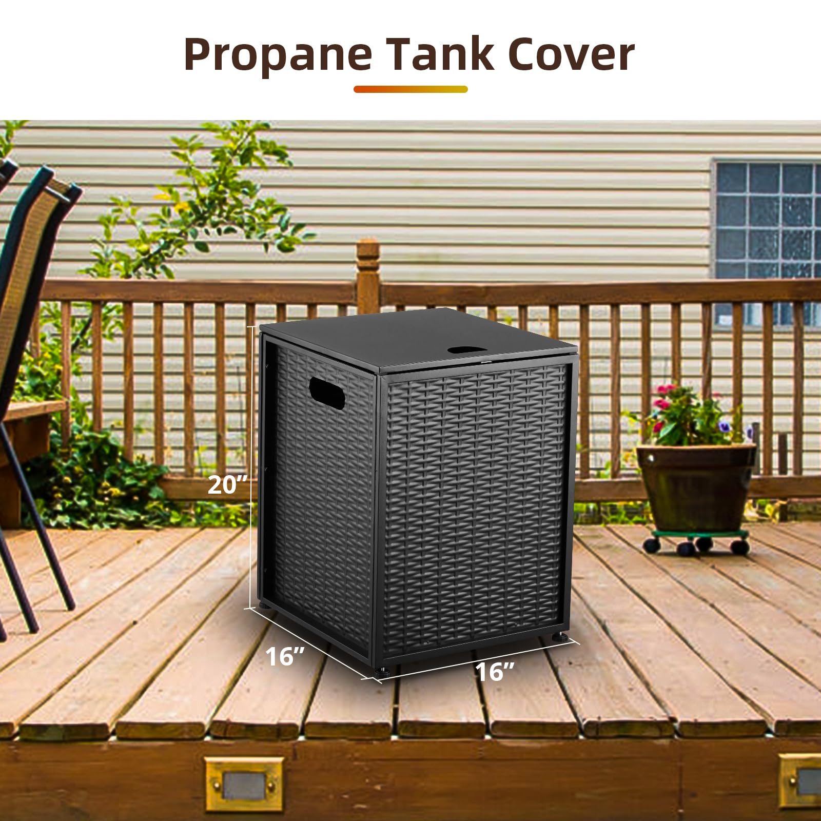 20 lbs Propane Tank Cover Table - Outdoor Gas Tank Storage Side Table with Storage Compartments | Dual Function Cover & Table for Fire Pit, Grill, Griddle, Stove | Perfect for Patio, Backyard, Camping & BBQ Parties