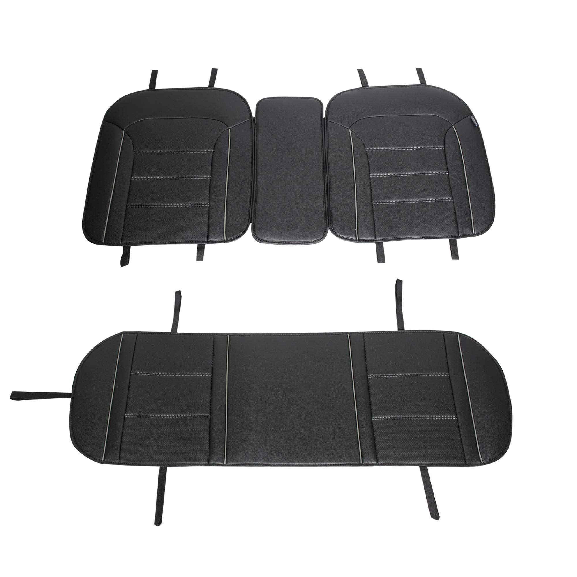 TLH Futuristic Leather Seat Cushions for Cars - Universal Fit Rear Bench Car Seat Cover (Gray) - Comfortable Auto Accessories for Sedans, Trucks & SUVs - Perfect for Long Drives & Road Trips