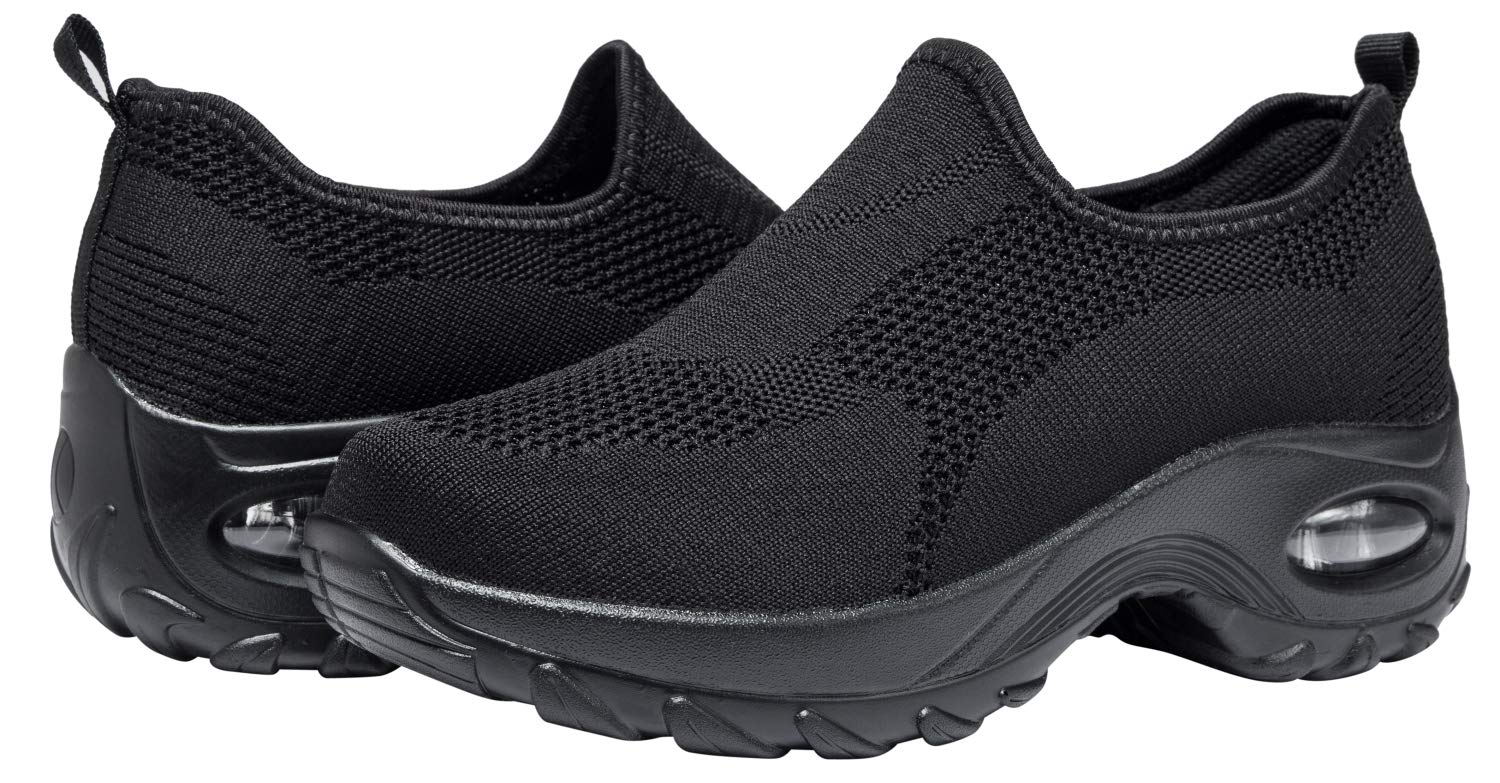 GZTEER Women's Slip On Sneakers - Comfortable Air Cushion Walking Shoes for Work, Casual & Travel - Lightweight Breathable Slip-On Loafers for Women