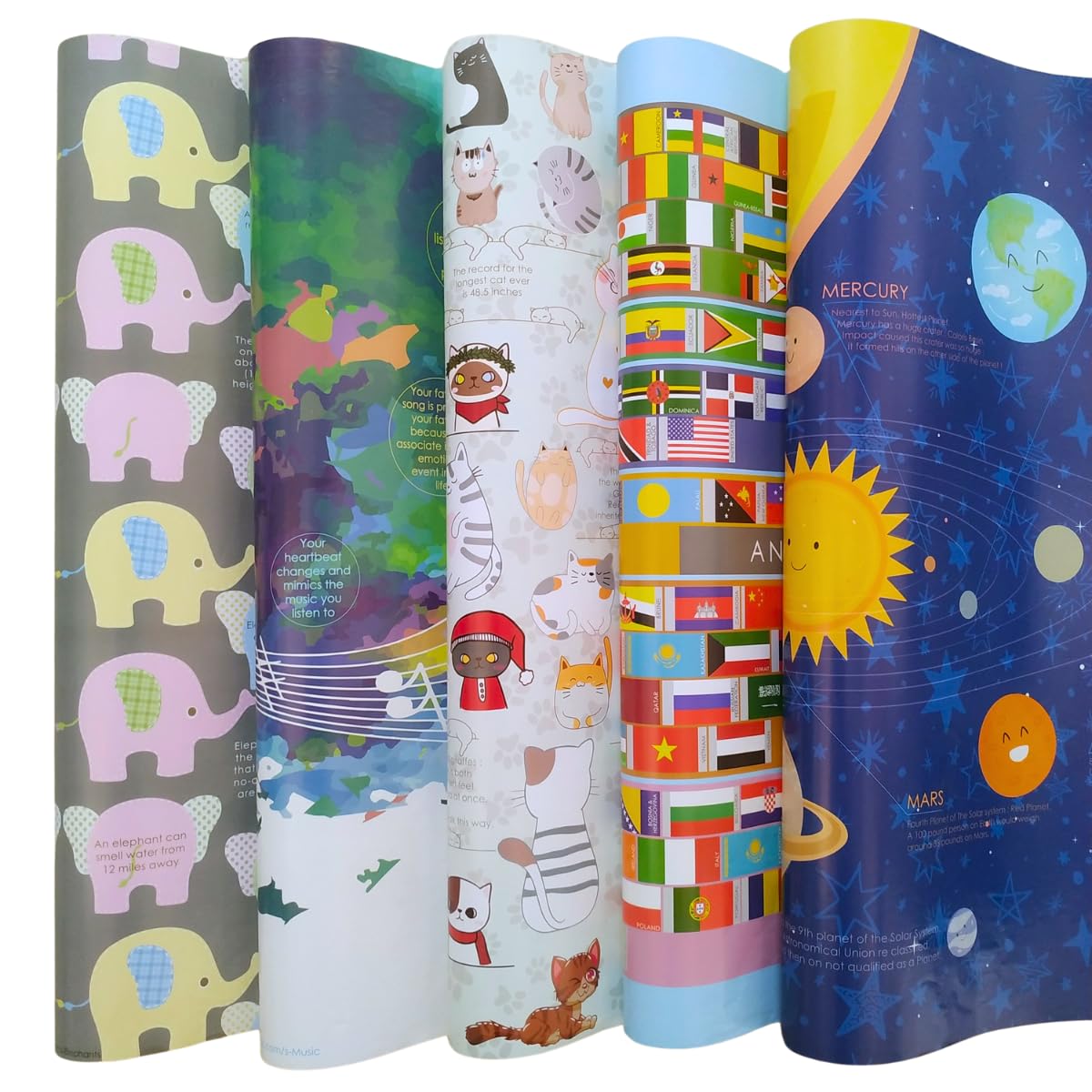 Premium Recyclable Gift Wrapping Paper - 5 Pack Large 28