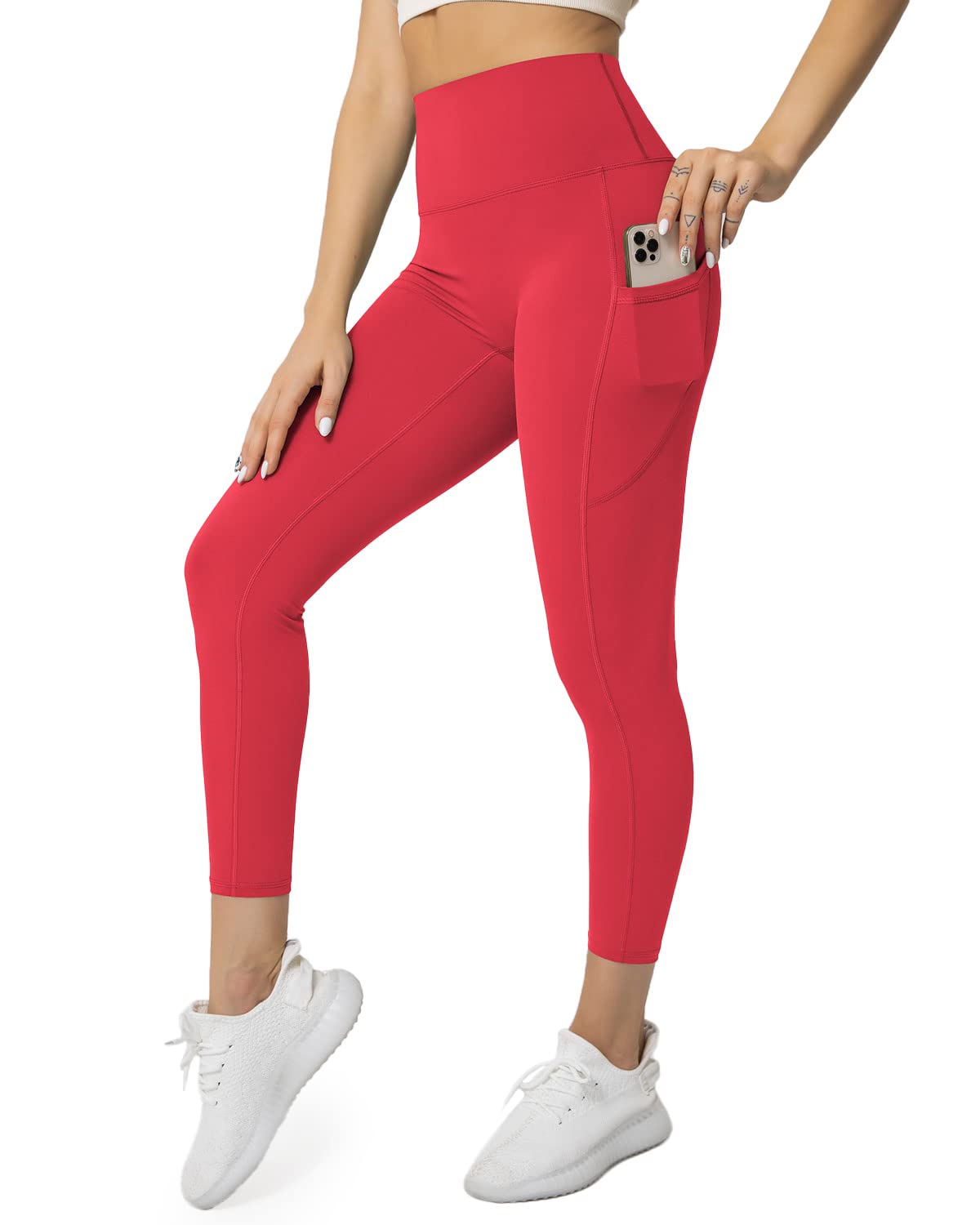 Women's High Waisted Yoga Pants with Pockets - Tummy Control Workout Leggings for Running, Gym & Lounge Wear