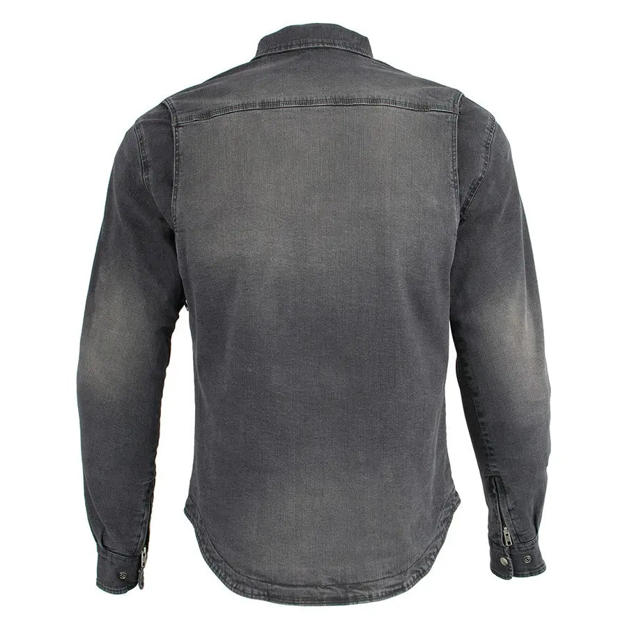 Milwaukee Leather Men's Faded Denim Armored Shirt Jacket - Motorcycle Riding Gear for Bikers & Outdoor Protection