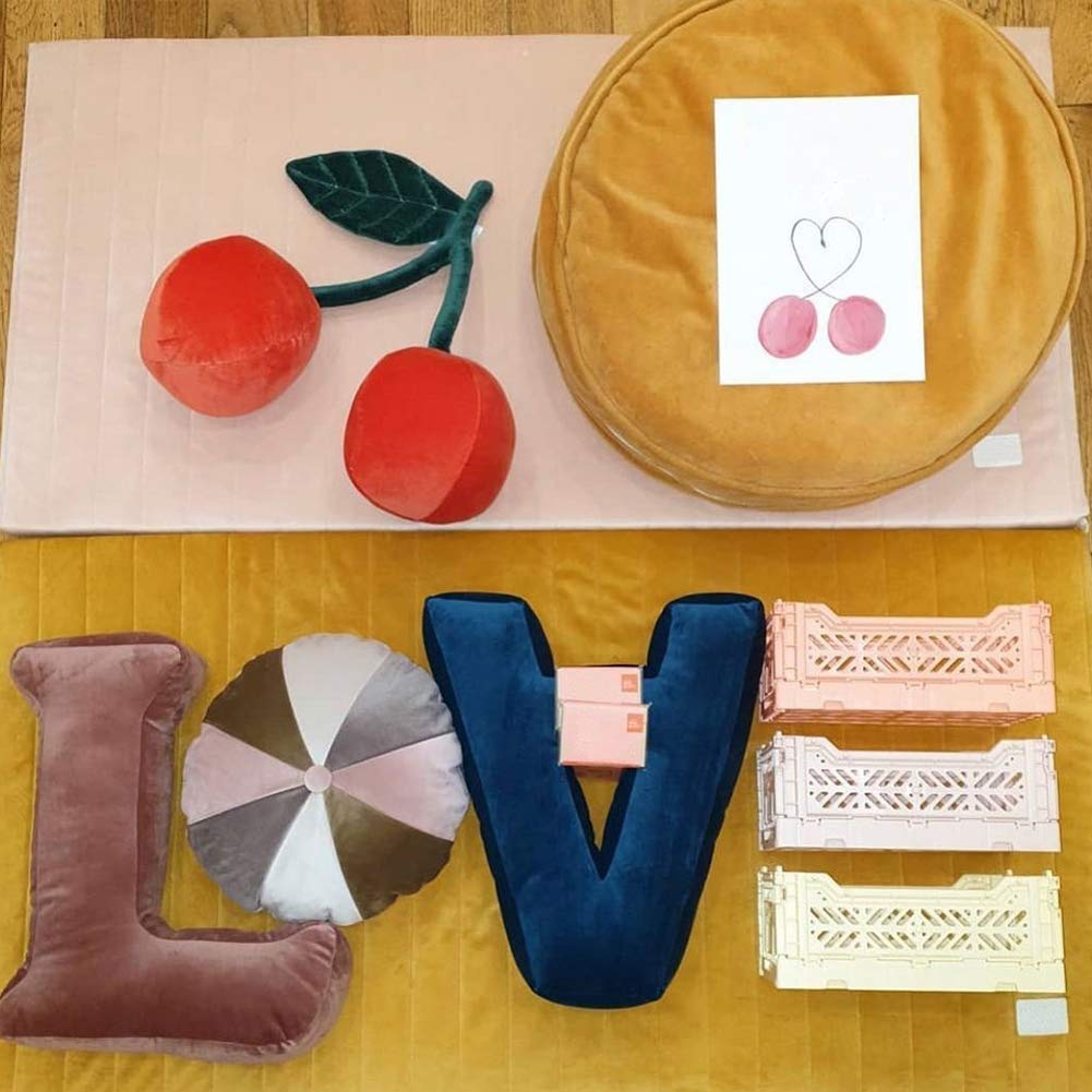 Velvet Round Floor Pillow - 19.7 Inch Soft Chair Cushion & Pouf Seat for Living Room, Bedroom, Reading Nook | Yellow Bean Bag for Kids Playroom, Yoga Meditation & Lounge Comfort