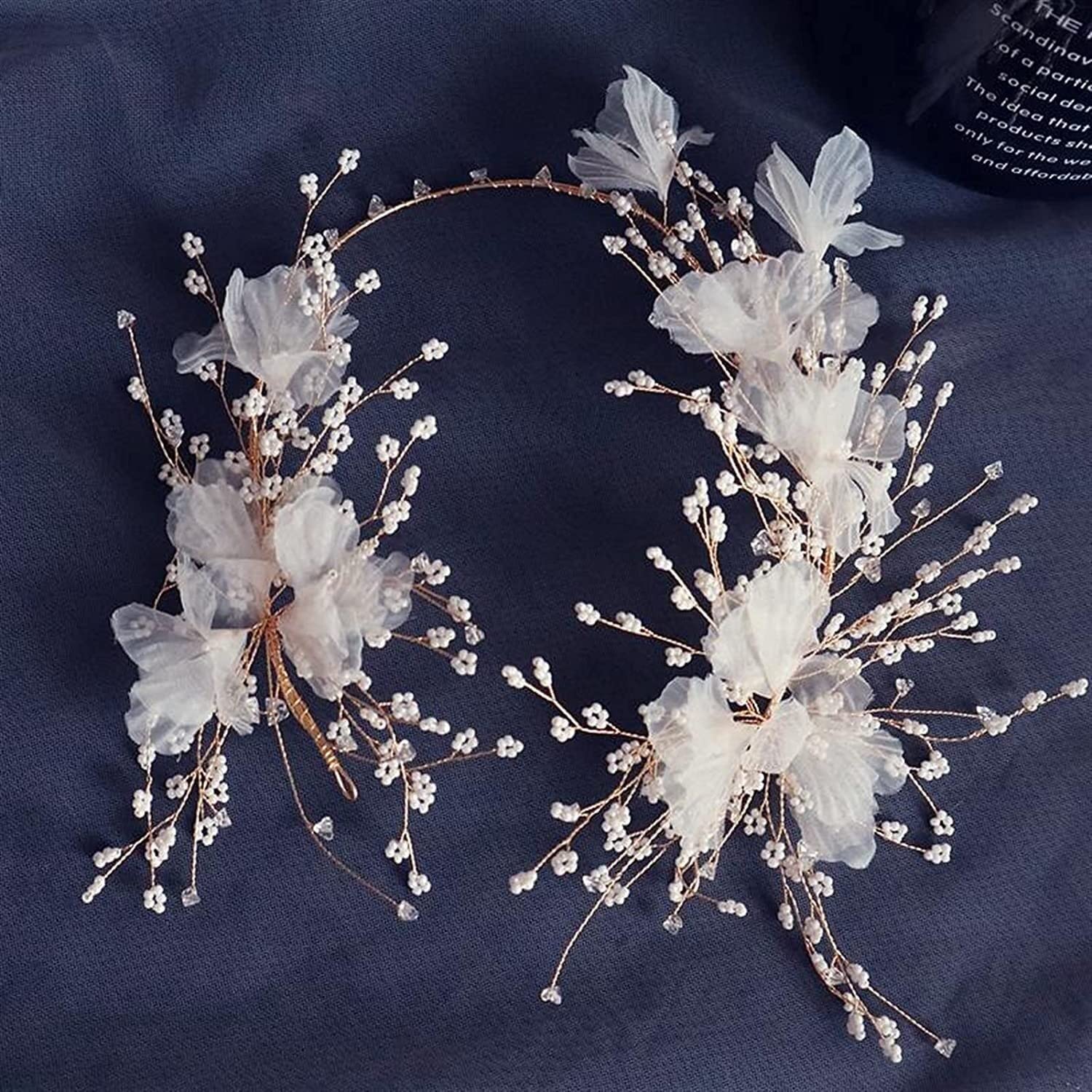 Elegant Pearl Beaded Floral Wedding Tiara Headband for Women – Bridal Hair Crown with Flowers for Bride, Party & Special Occasions