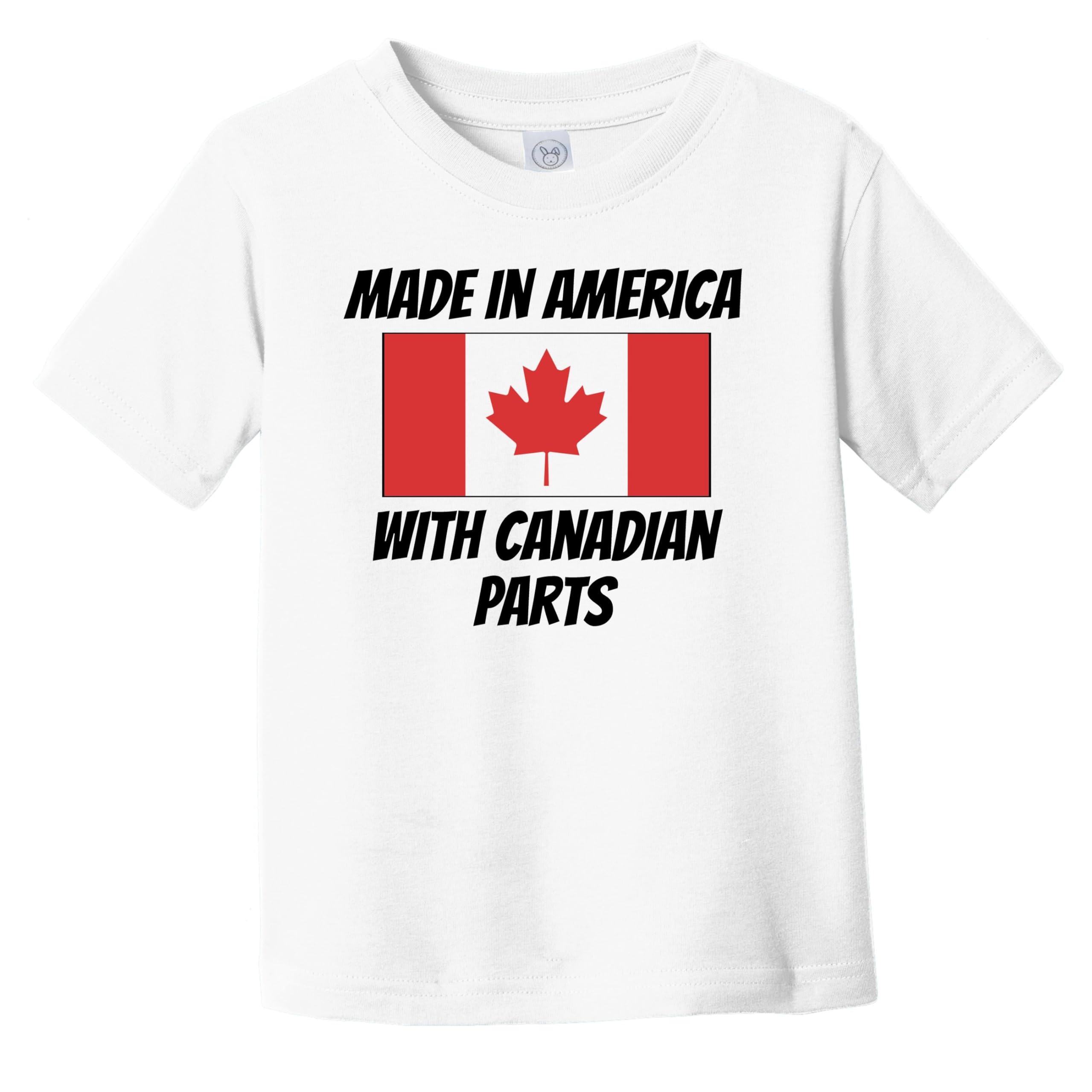 Funny Canada Flag Infant Toddler T-Shirt - American Made with Canadian Parts - Perfect for Playdates & Patriotic Events