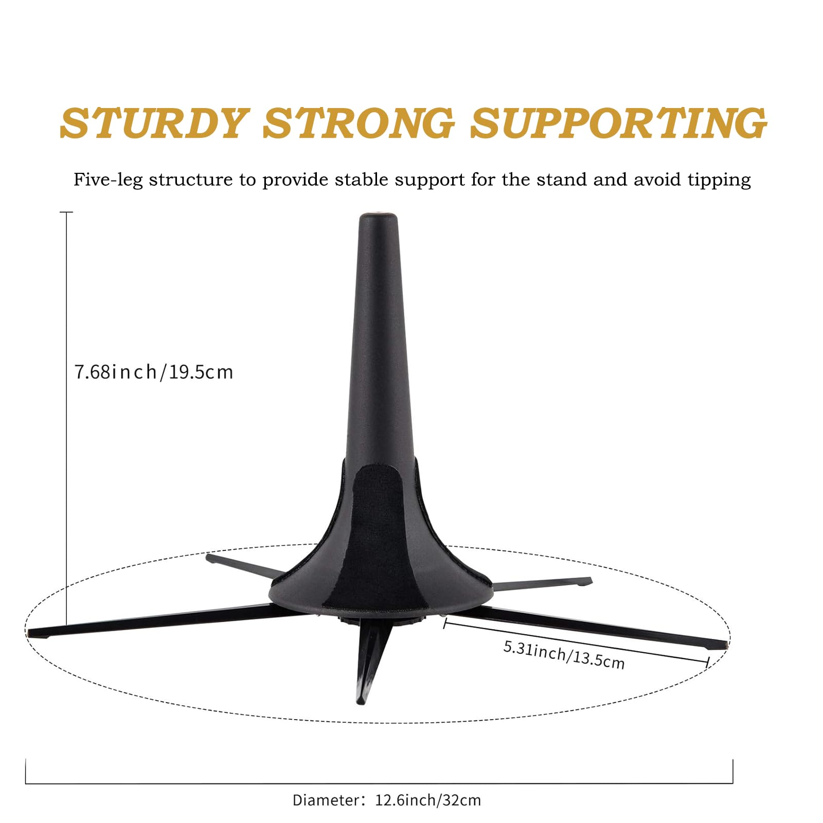 MOONBACK Portable Trumpet Stand & Mute Kit - Foldable, Detachable 5-Leg Metal Stand with Aluminum Trumpet Practice Mute - Lightweight & Stable for Band Practice, Performances & Travel