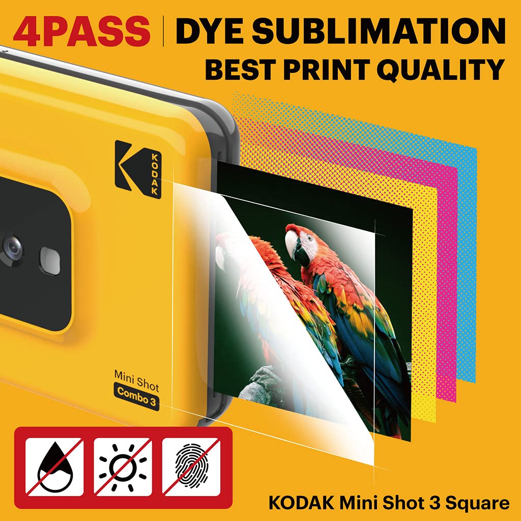 Kodak Mini Shot Combo 3 - C300W White Instant Camera with ZINK Photo Printing | Perfect for Travel, Parties & DIY Scrapbooking