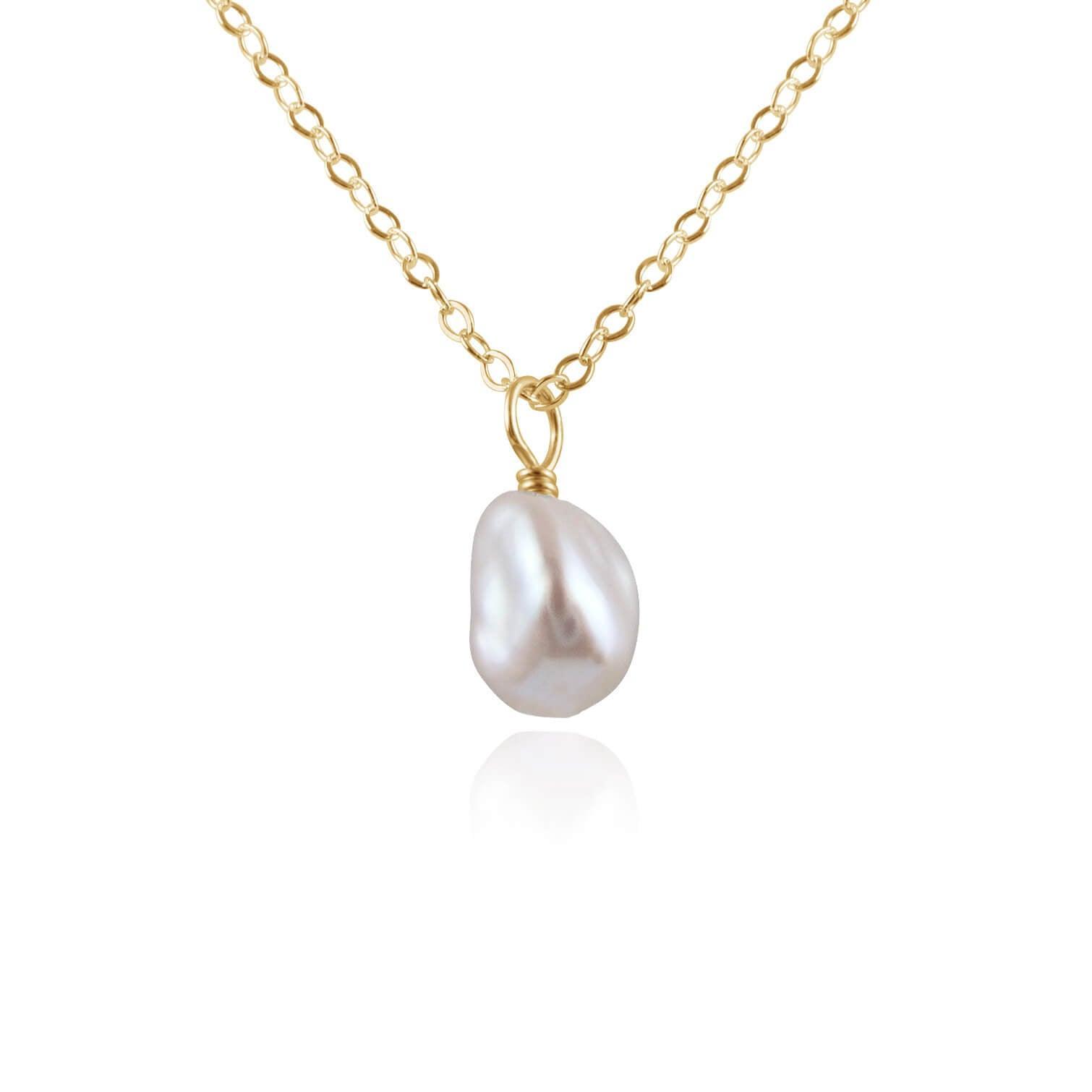 Tiny Raw White Freshwater Pearl Pendant Necklace - Dainty Natural Pearl Jewelry for Women - Perfect for Weddings, Date Nights & Special Occasions
