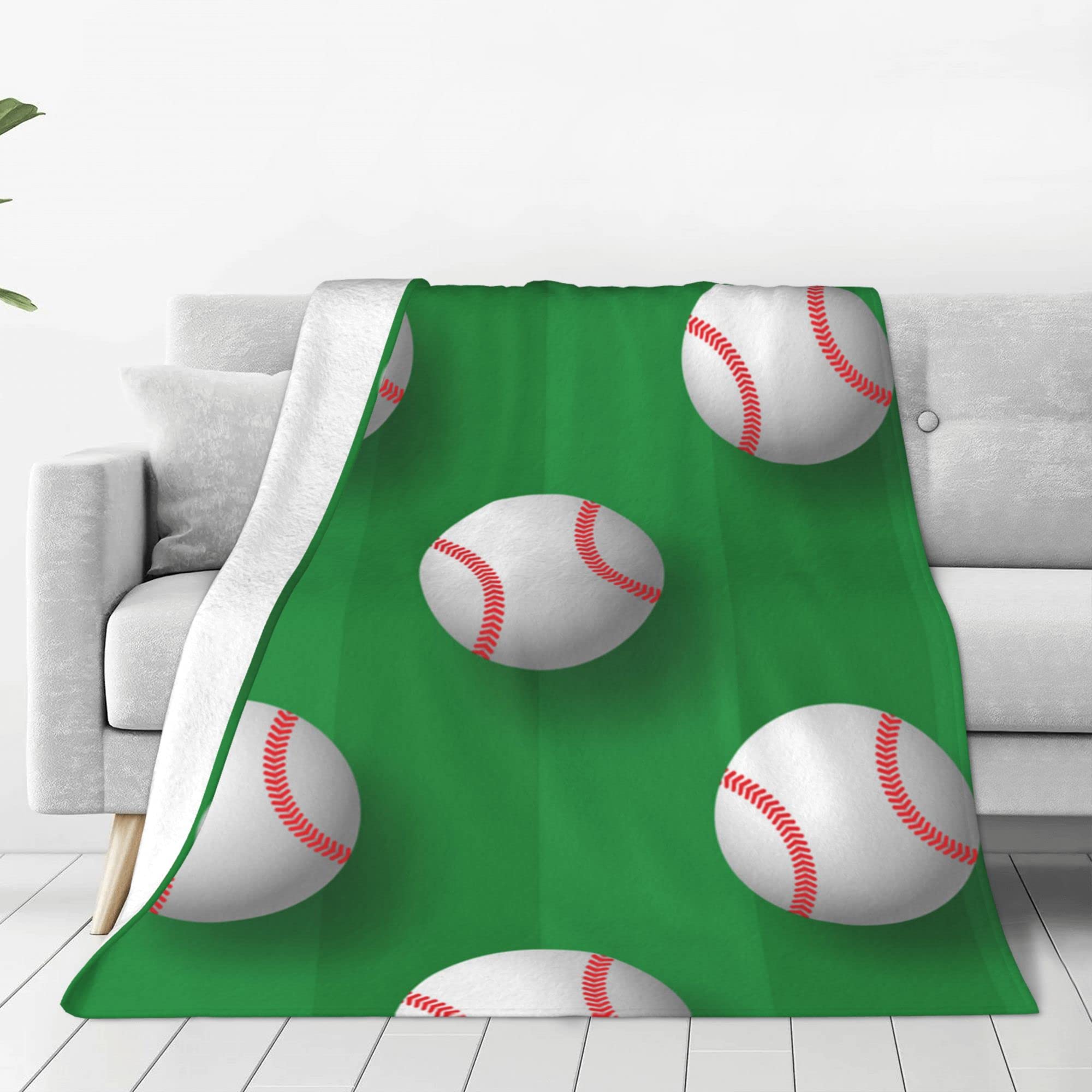 Soft Cozy Fleece Flannel Throw Blanket for Couch, Sofa & Bed - All Seasons Warm Fuzzy Blanket in Softball Green - Perfect for Evening Relaxation, Movie Nights & Home Decor