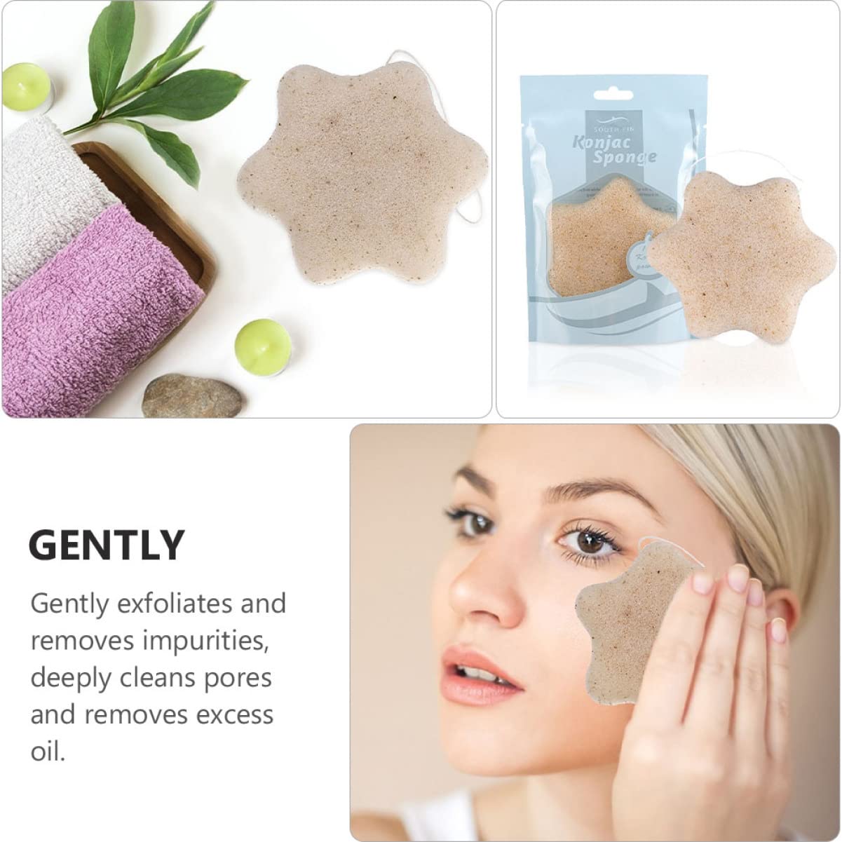 Beaupretty 4 Pack Facial Cleansing Sponges - Natural Makeup Remover Pads, Deep Cleansing & Exfoliating Cotton Puffs for Gentle Face Wash & Skin Care - Perfect for Daily Cleansing, Makeup Removal & Spa Routine