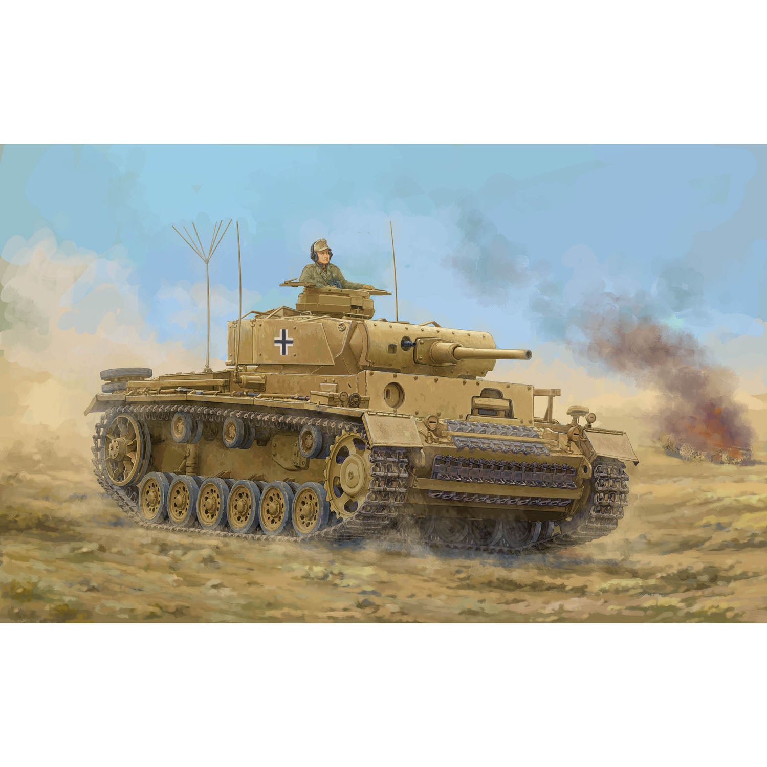 Trumpeter 1/16 PzKpfw III Ausf J German Armor Tank Model Kit - 1700 Parts Unassembled Plastic Military Vehicle with Metal Gun Barrel (00955) - Perfect for WWII History Enthusiasts, Model Builders & Collectors