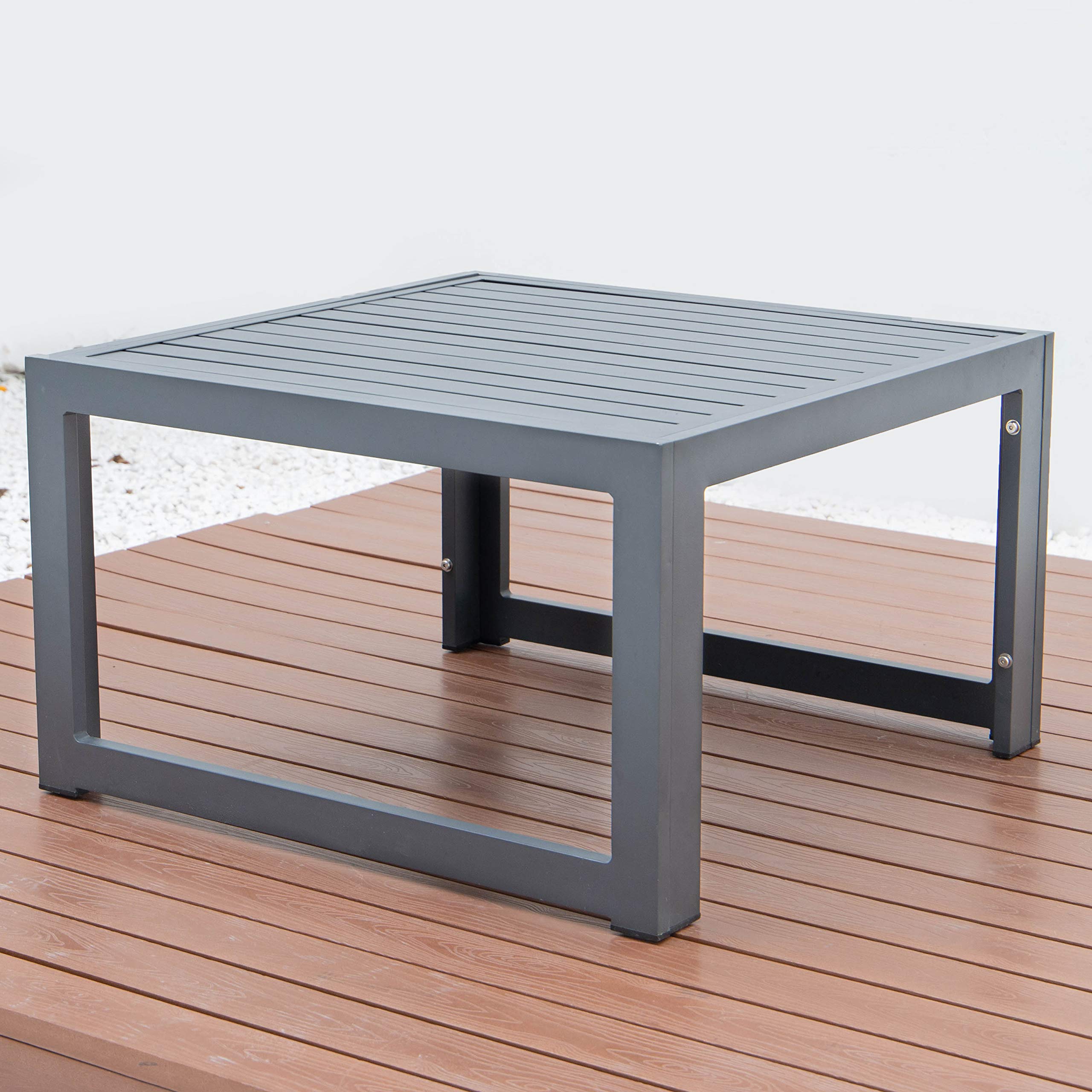 LeisureMod 5-Piece Outdoor Patio Set - Black Aluminum Chairs & Table for Garden Relaxation