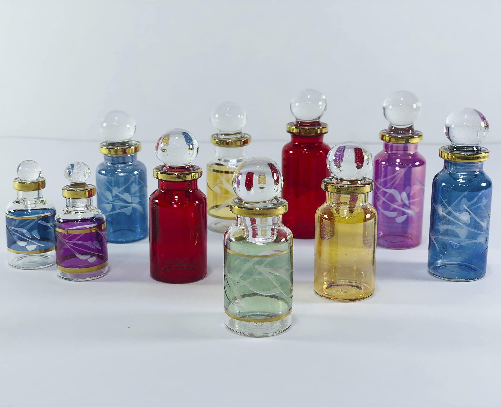 Egyptian Perfume Bottles Set - Handmade Glass Blown Vials for Home Decor & Gifts