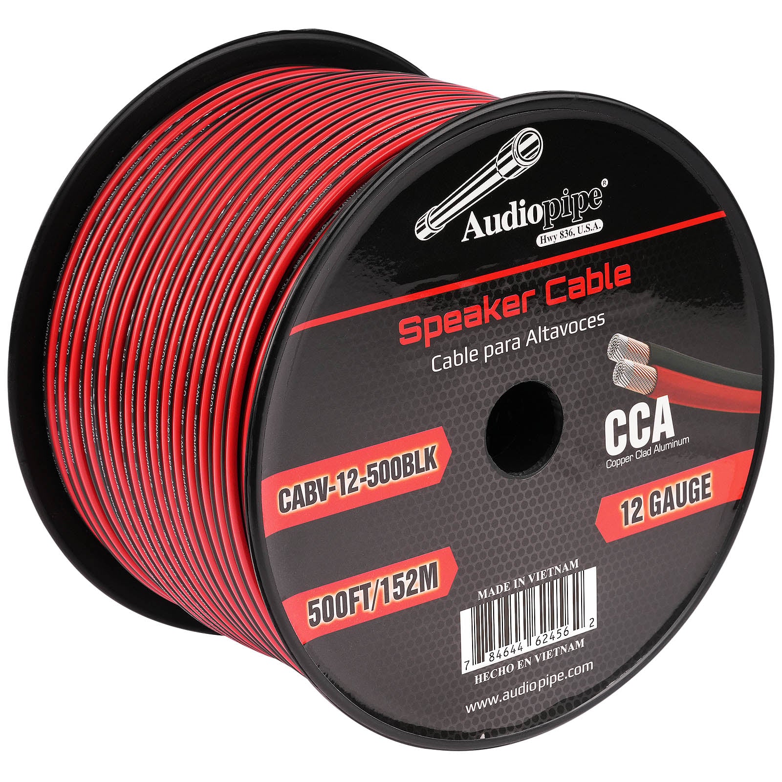 500FT 12AWG High-Quality Speaker Cable - Oxygen-Free Copper Wire for Home Theater, Studio & Outdoor Audio Systems (CABV 12 500BLK) - Perfect for Surround Sound, PA Systems & Professional Installations