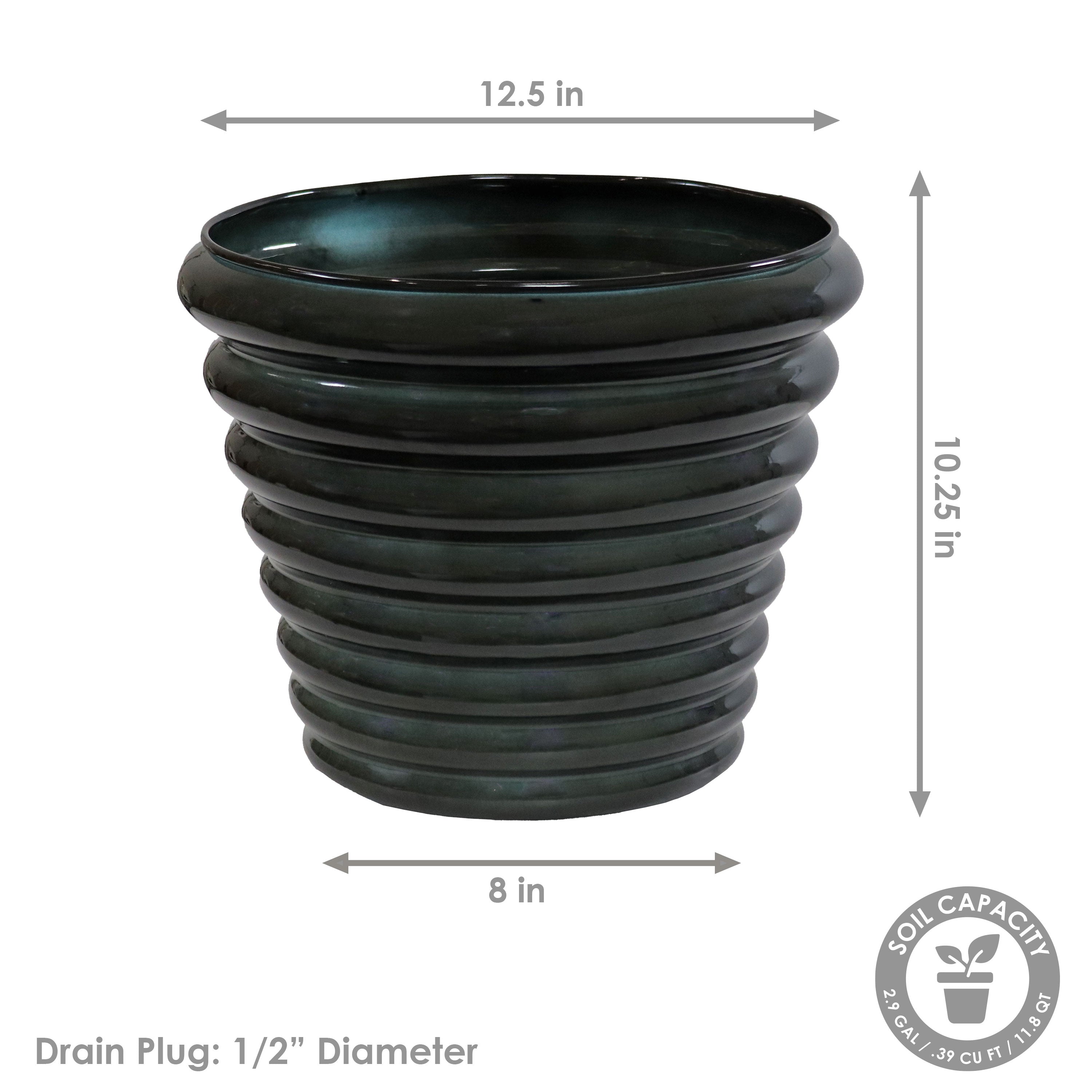 Sunnydaze Molly 12.5 Inch Metal Outdoor Planters - Rust-Resistant Garden Pots for Patio, Deck & Balcony Decor - Perfect for Flowers, Succulents & Herbs