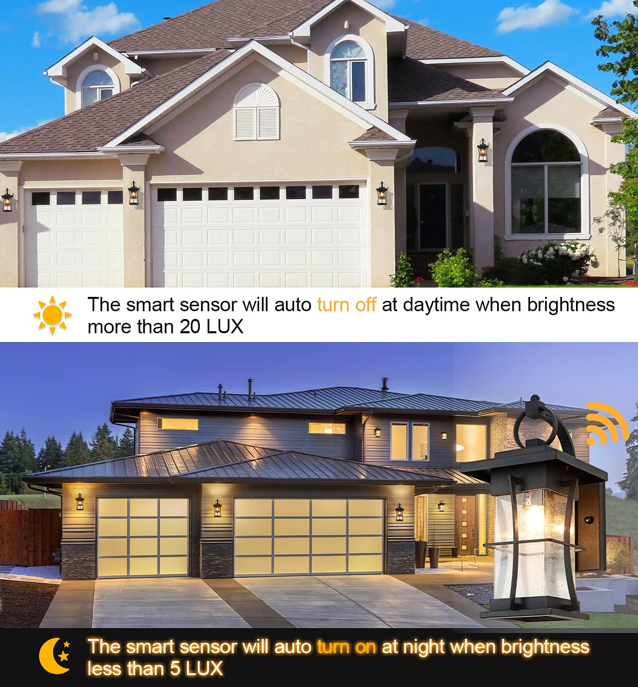 Dusk to Dawn Outdoor Wall Lantern - Waterproof Exterior Light Fixture with Photocell Sensor - Black Seeded Glass Wall Mount Porch Light for House, Patio, Garage - Perfect for Entryways, Pathways & Outdoor Security Lighting