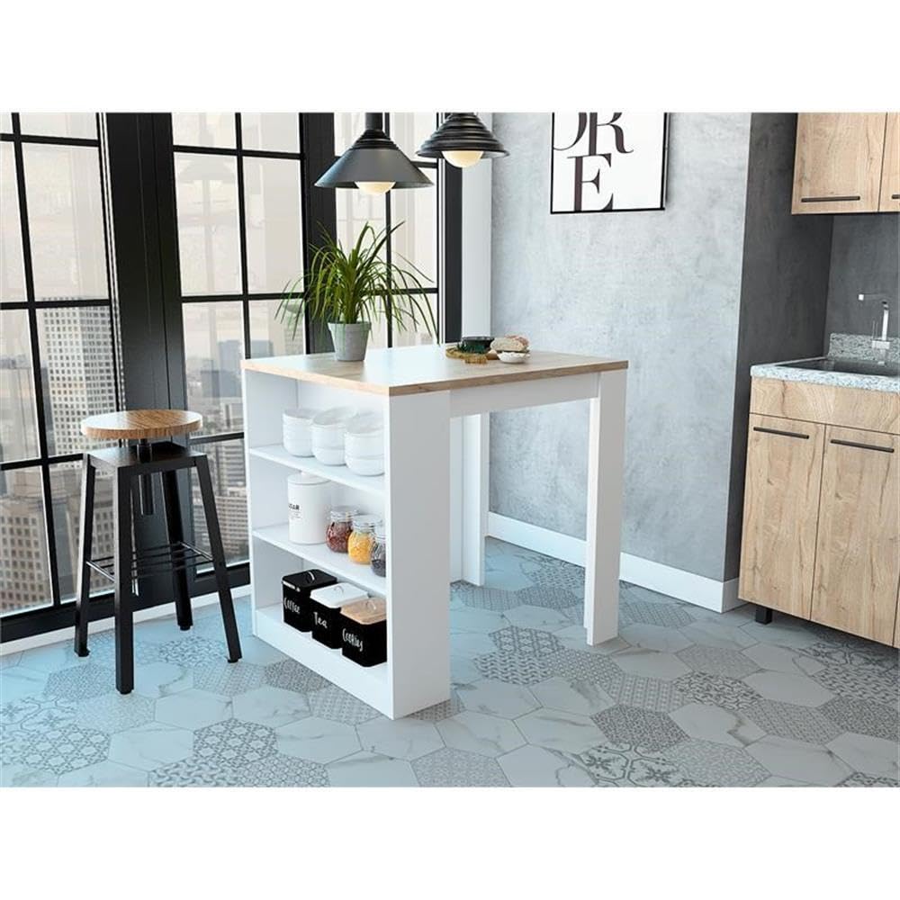 Tuhome Tanna Kitchen Island Cart with Storage - Multi-Color Engineered Wood Countertop - Perfect for Small Kitchen, Dining Room & Apartment Organization