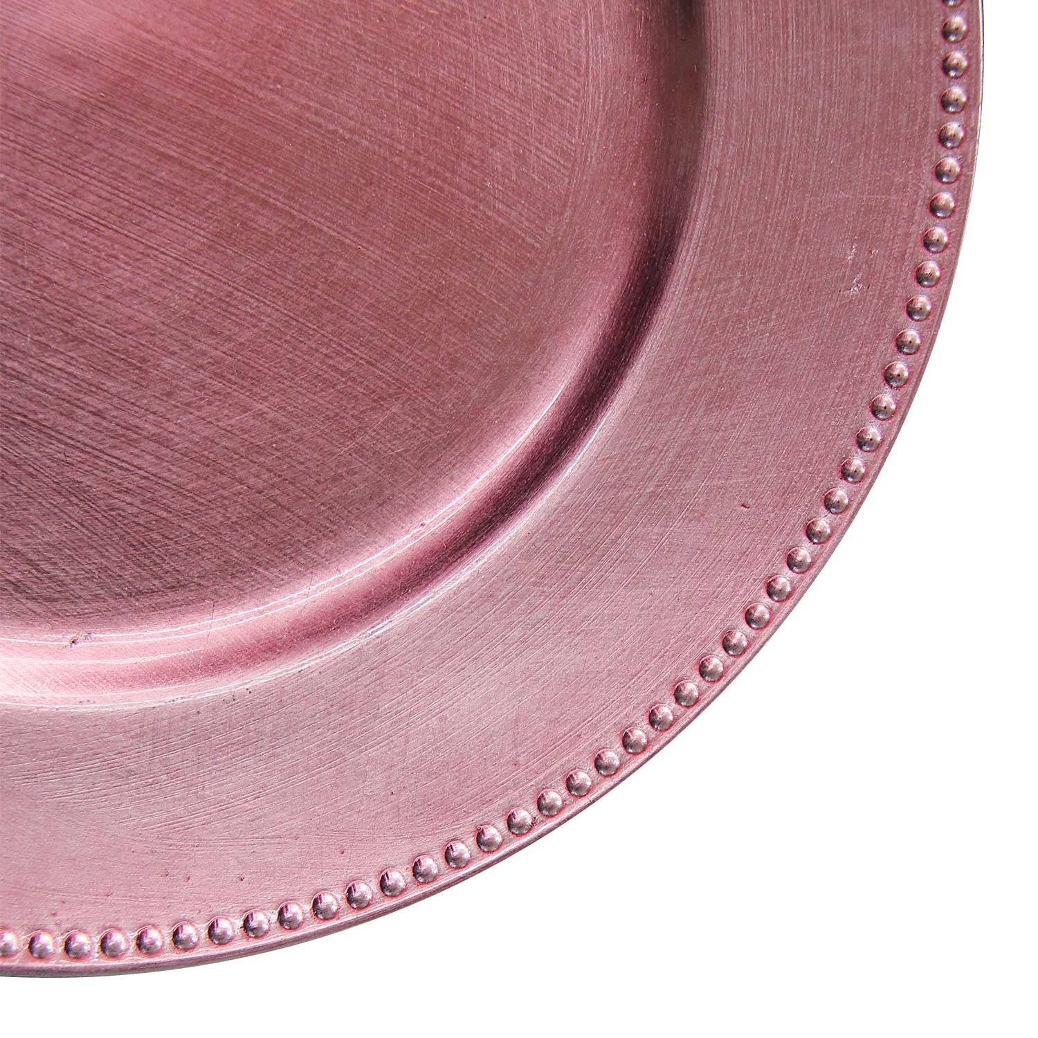 Blush Pink Plastic Beaded Charger Plates - 12 Pack 13 Inch Round Wedding & Party Decor, Metallic Dinner Plates for Table Setting, Bridal Shower, Anniversary Celebration (Blush Pink, 12 Count)