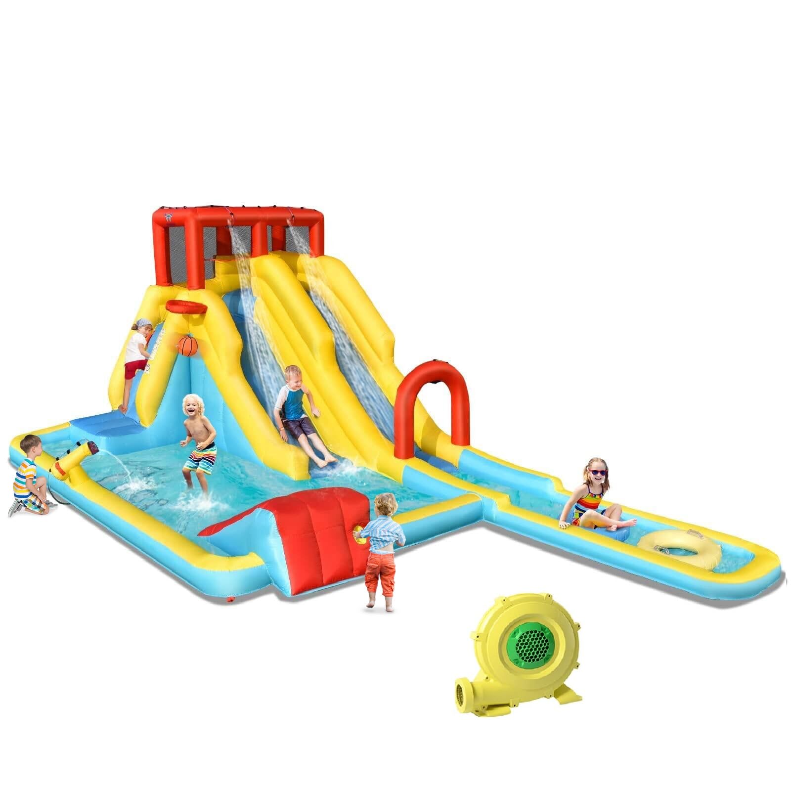 BOUNTECH 20.5x11FT Inflatable Water Slide with Dual Racing Slides - Kids Mega Waterslide Park for Outdoor Backyard Fun, Includes Blower & Splash Pool - Perfect for Summer Parties, Birthday Gifts, and Family Water Play