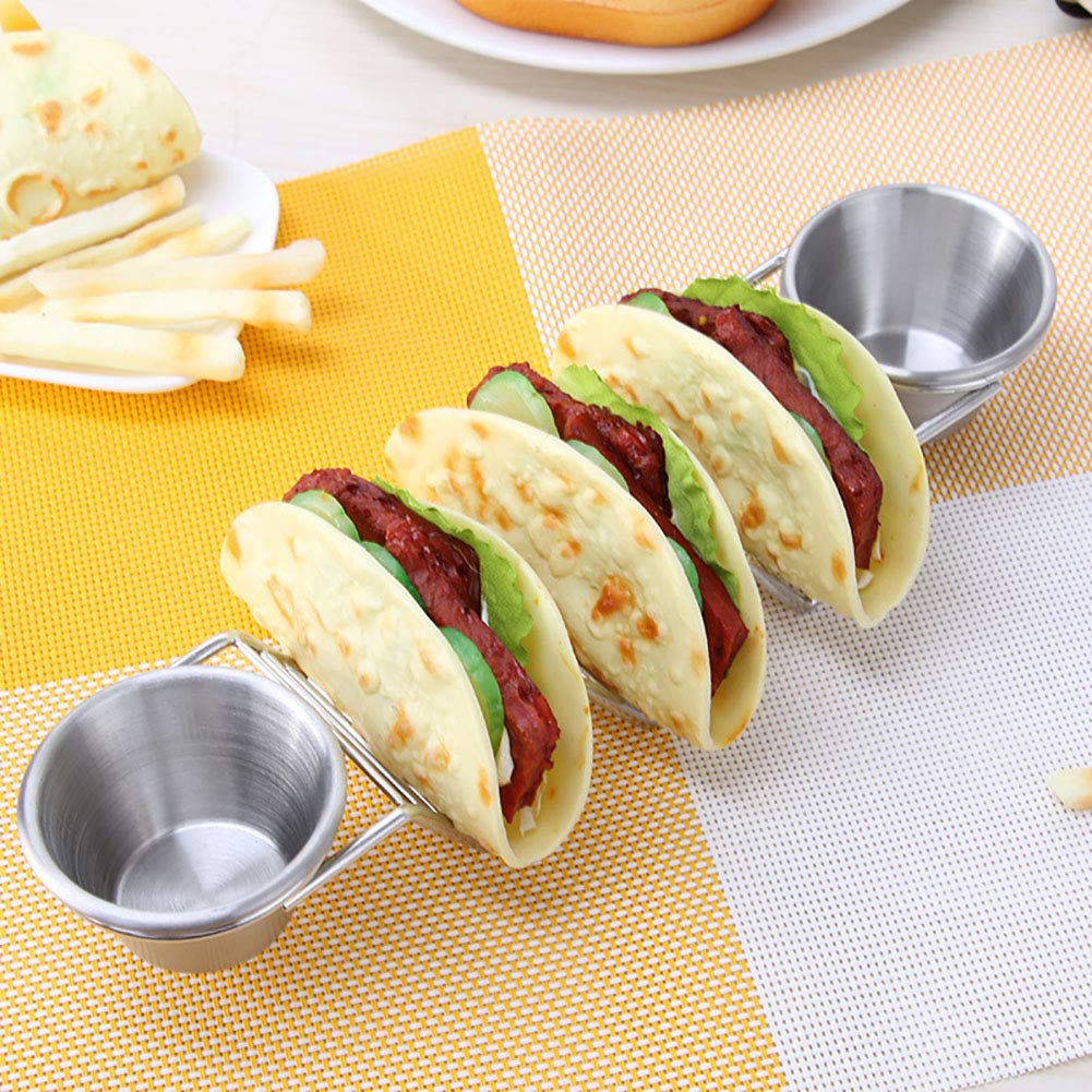 Premium Stainless Steel Taco Shell Stand Holder - Oven & Dishwasher Safe Taco Rack for 3 Tacos - Keep Shells Neat & Upright - Perfect for Taco Tuesday, Mexican Dinner Parties & Family Gatherings