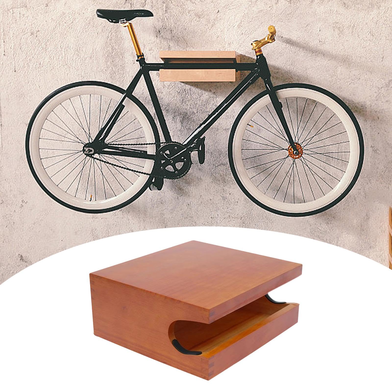 SM SunniMix Wooden Bike Wall Mount Rack - Space Saving Bicycle Storage Hanger for Home Decor & Cycling Enthusiasts - Perfect for Apartment, Garage, or Living Room Organization
