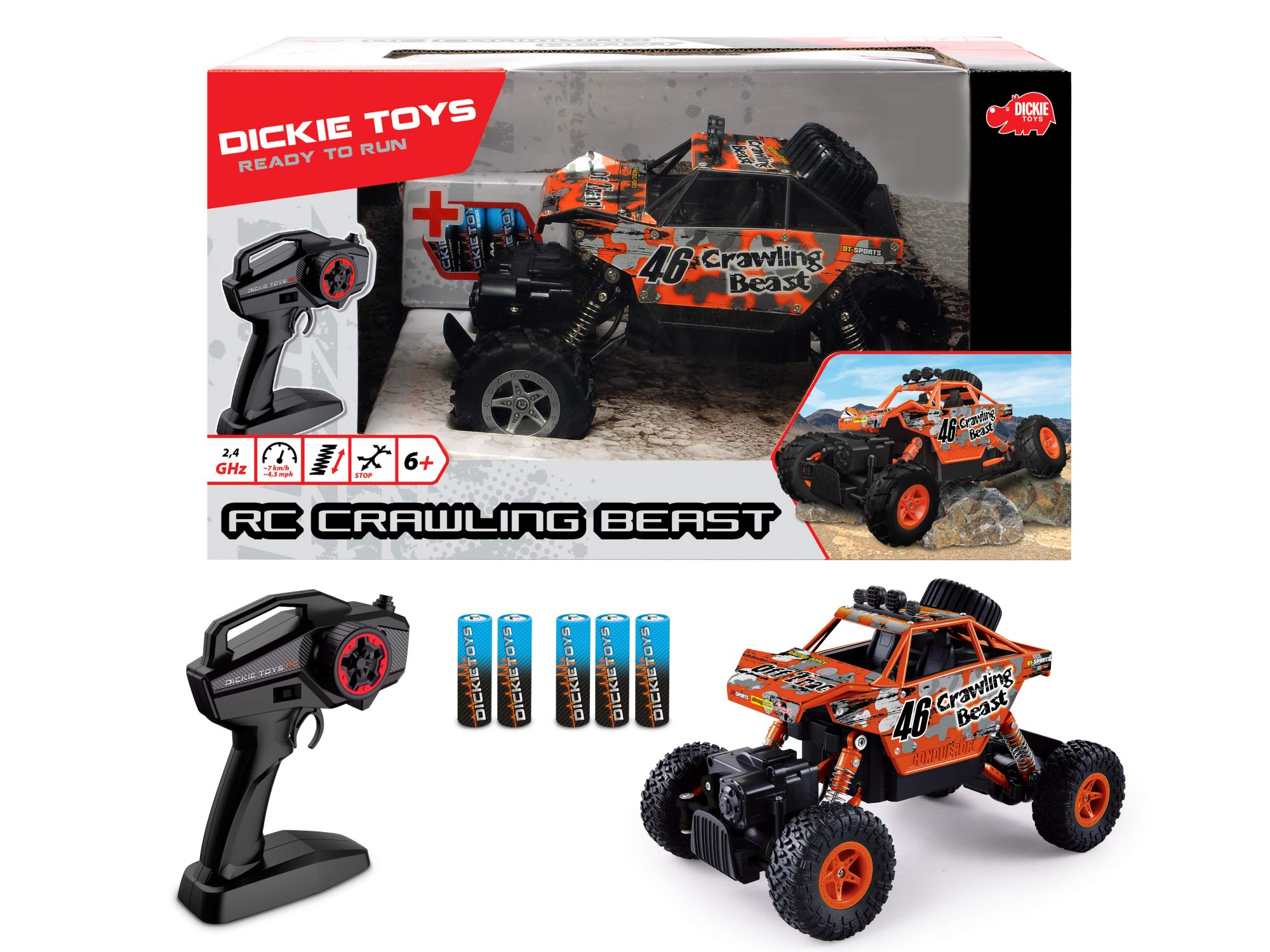 Dickie Toys 201119131 RC Crawling Beast 4WD Remote Control Truck - Off-Road Adventure Vehicle for Kids & Adults, Perfect for Outdoor Play & Backyard Crawling