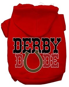 Derby Dude Screen Print Dog Hoodies - Soft & Stylish Pet Apparel in Multiple Colors - Perfect for Outdoor Adventures & Photo Shoots