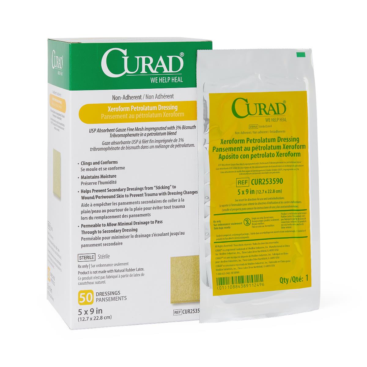 Xeroform Petrolatum Gauze Sponges for Wound Care - Sterile Non-Adherent Dressing for Burns, Cuts & Surgical Wounds - First Aid Medical Supplies for Home & Hospital Use