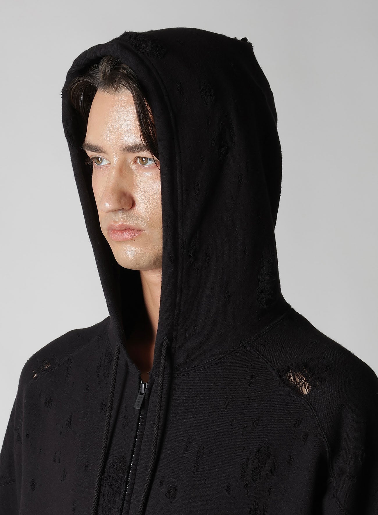 Damaged Lining Yoke Hoodie - Trendy Distressed Streetwear for Men & Women | Perfect for Casual Outfits, Layering & Urban Fashion