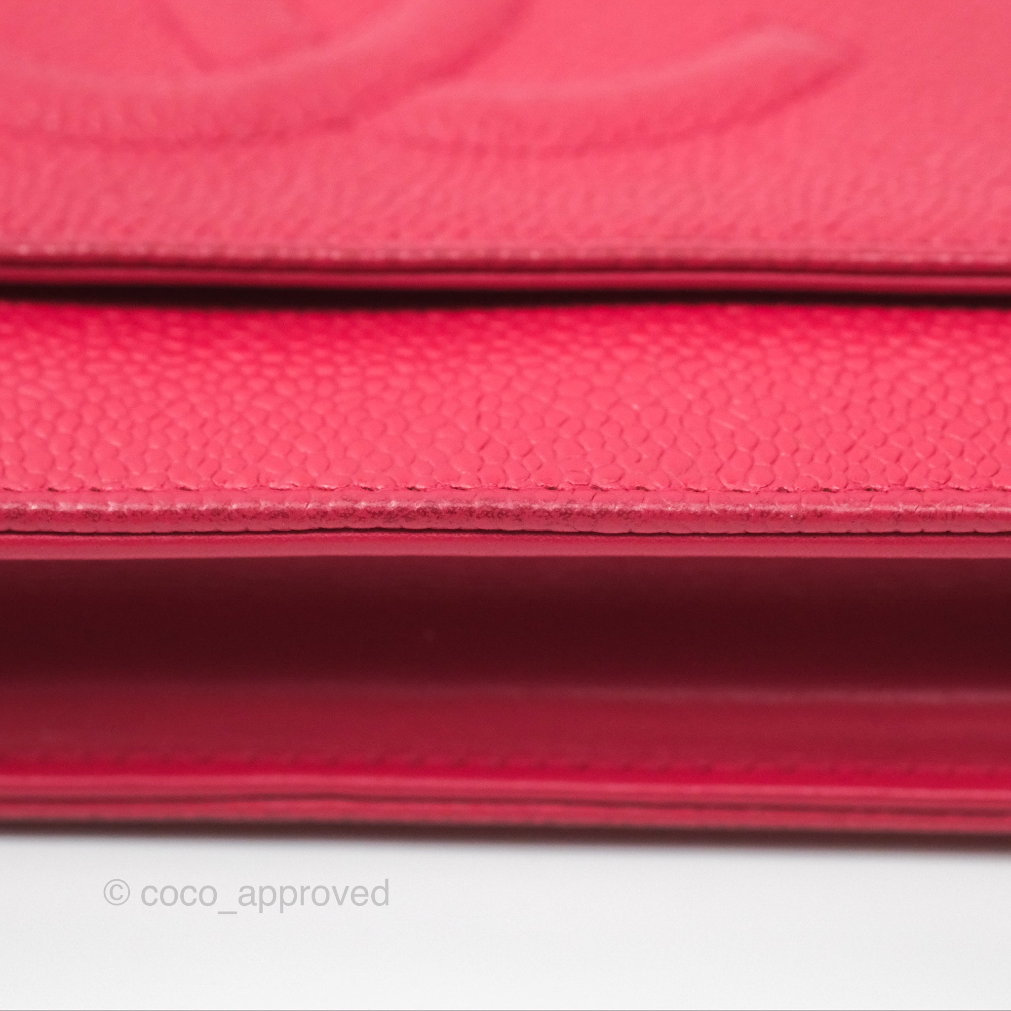 Chanel CC Wallet On Chain WOC in Dark Pink Caviar Leather with Silver Hardware - Perfect for Evening Events, Parties & Luxury Fashion Accessories