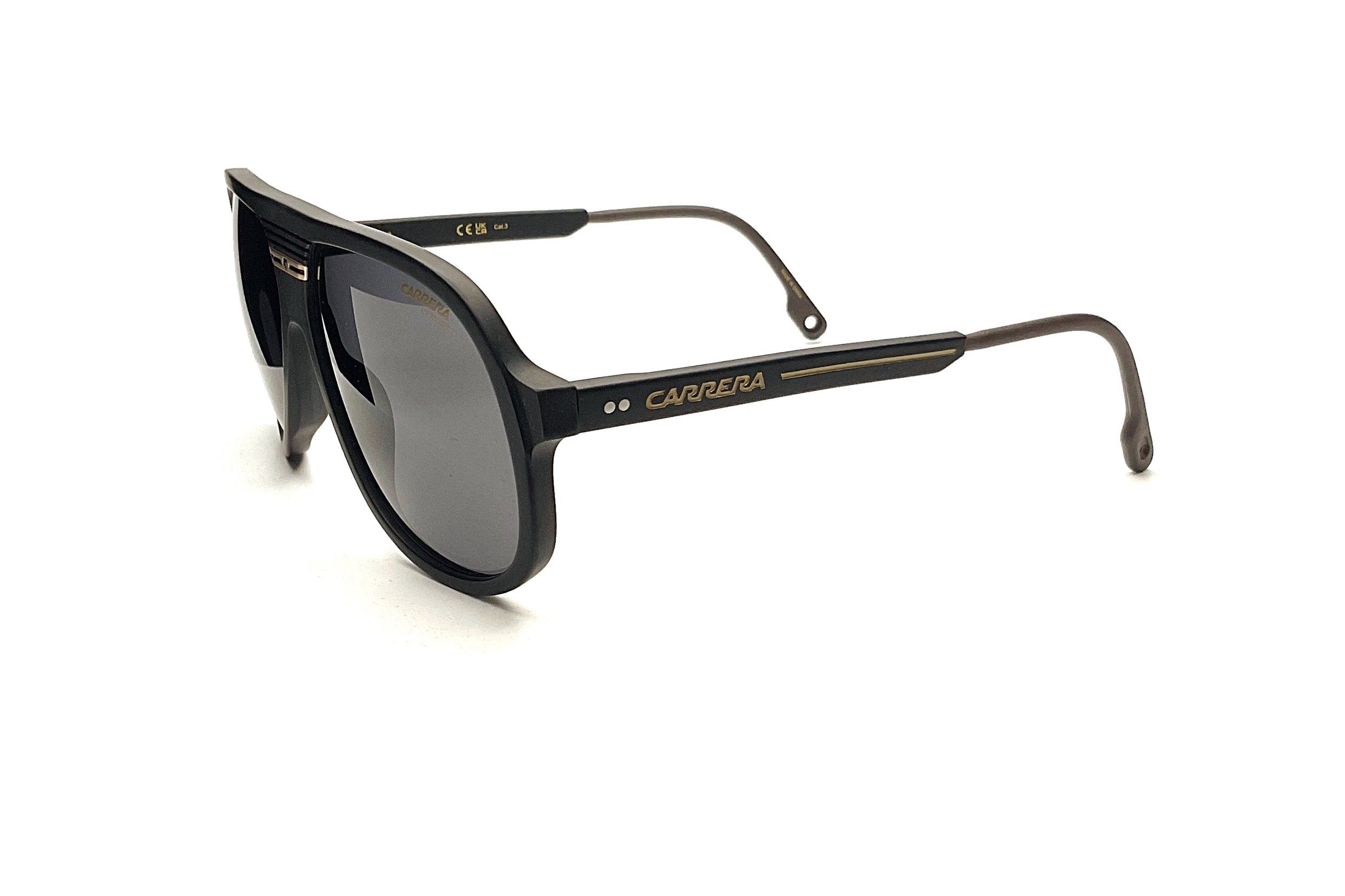 Carrera C Sport 07 Matte Black Gold Sunglasses - Polarized UV Protection for Men & Women - Perfect for Driving, Running, and Outdoor Activities