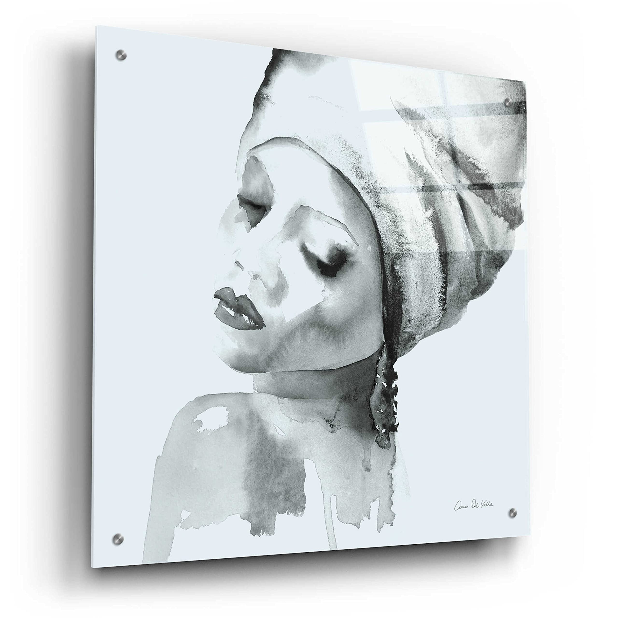 Alan Majchrowicz 'Woman I Blue' Acrylic Glass Wall Art - 24x24 Inch Modern Abstract Painting for Living Room, Bedroom & Office Decor