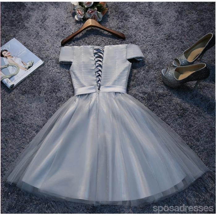 Elegant Off Shoulder Grey Tulle Short Homecoming Dress - CM515 | Perfect for Prom, Party & Special Occasions