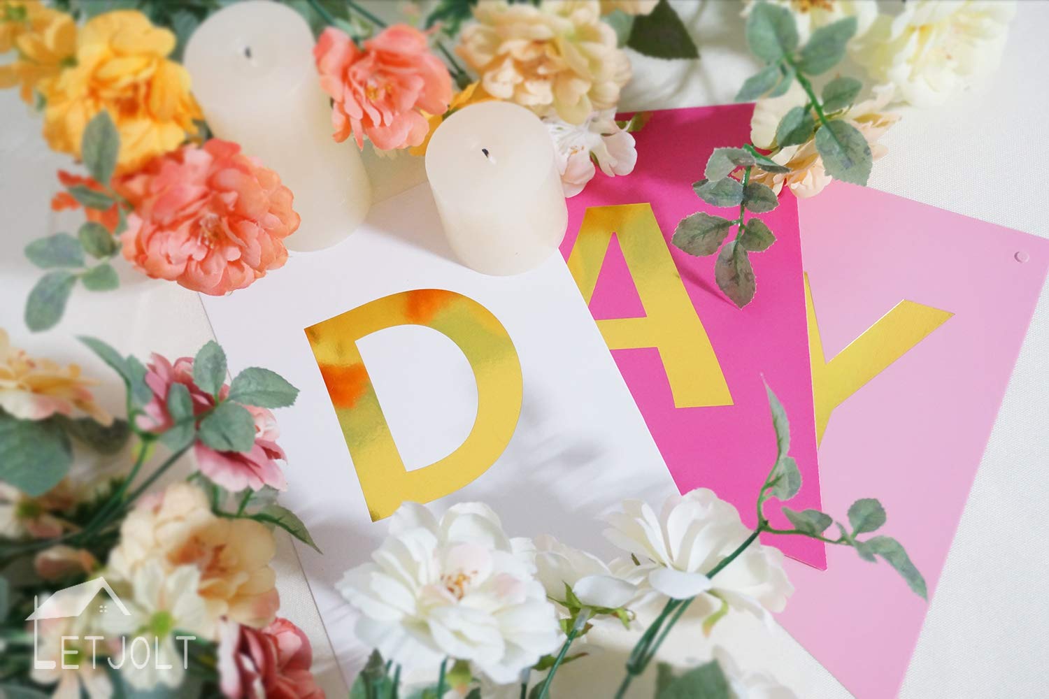 Rose Gold Sparkle Happy Birthday Banner - 13 Piece Pink Birthday Party Decorations for Girls, Nursery Hanging Signs with Golden Glitter | Perfect for Birthday Parties, Baby Showers & Room Decor