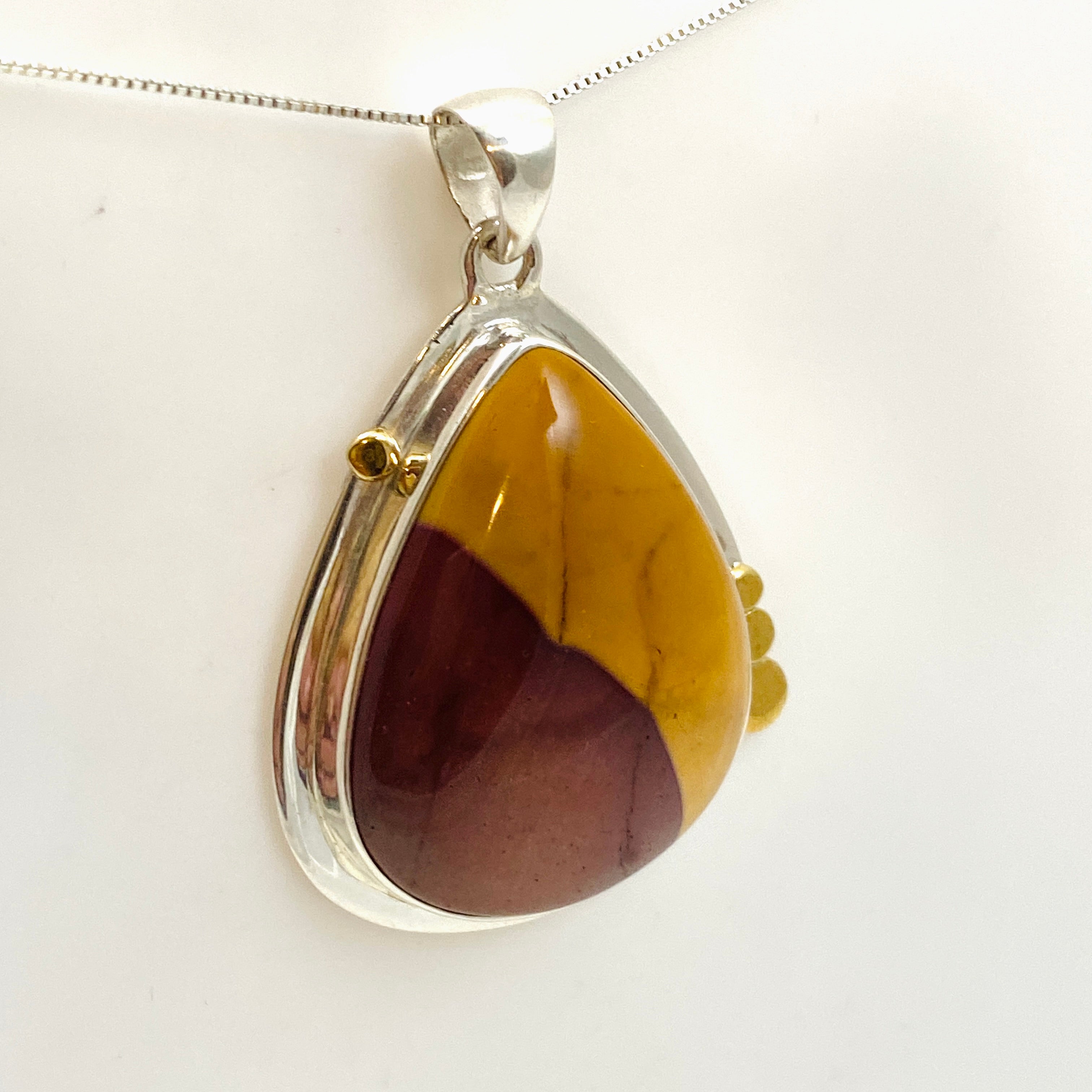 Natural Mookaite Teardrop Cabochon Pendant with Brass Accents - Unique Handmade Jewelry KPGJ4841 | Perfect for Boho Style, Gift Giving & Spiritual Healing