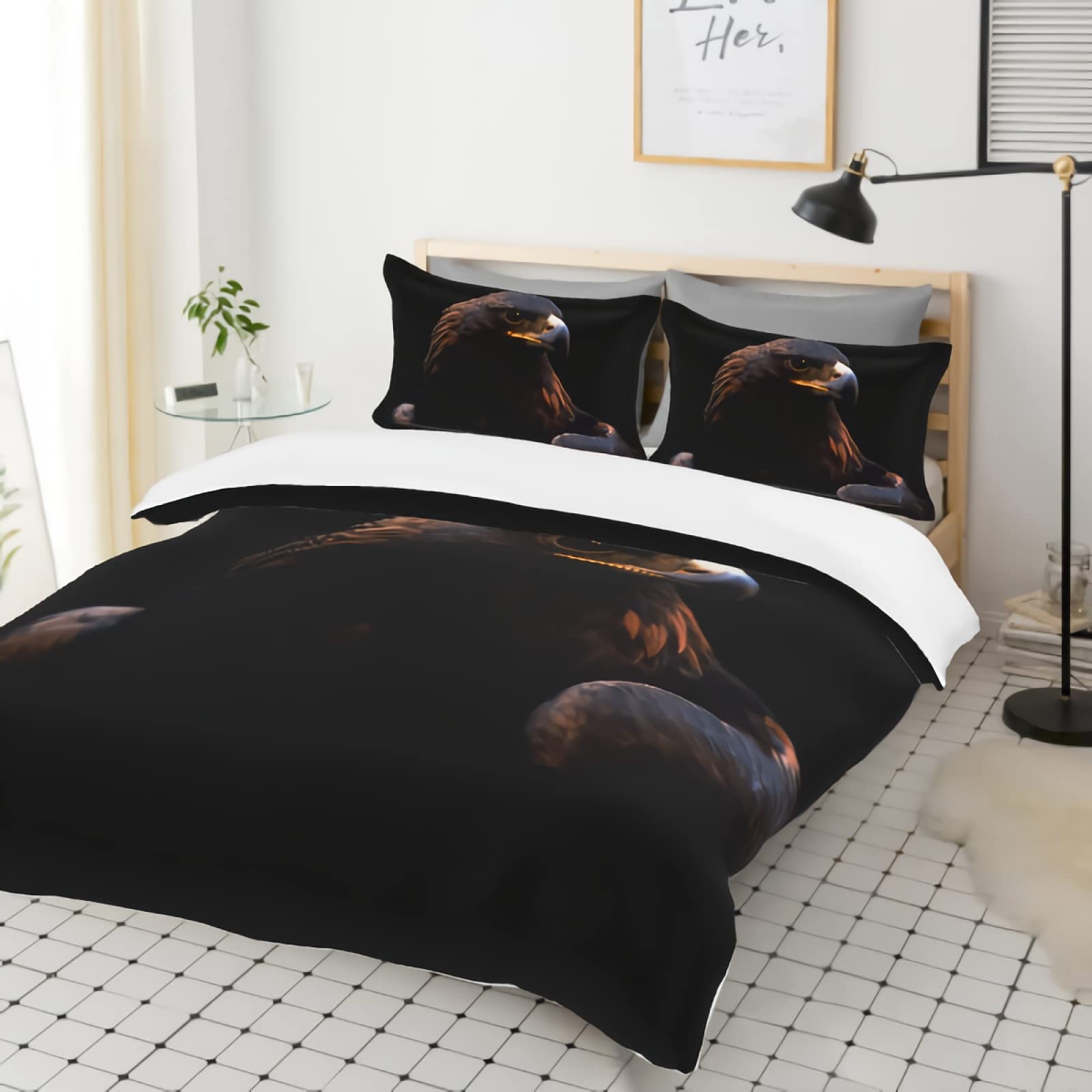 GREDBH King Size Eagle Duvet Cover Set - Realistic Eagle Print Comforter Cover with 2 Pillowcases, 3-Piece Bedding Set in 100% Soft Microfiber (Comforter Not Included) - Perfect for Nature-Themed Bedrooms, Hunting Lodge Decor, or Wildlife Enthusiast Gifts