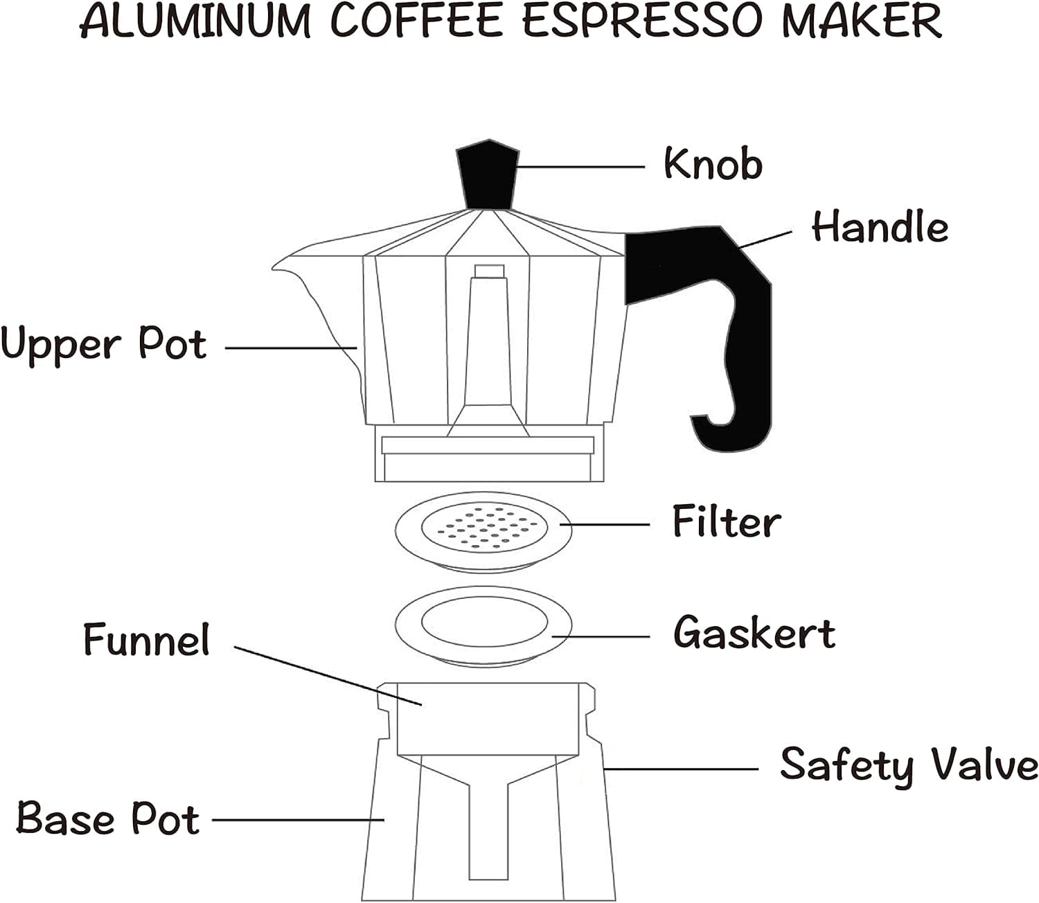 Italian Moka Pot Stovetop Espresso Maker - 3 Cup Silver for Home & Office Brewing