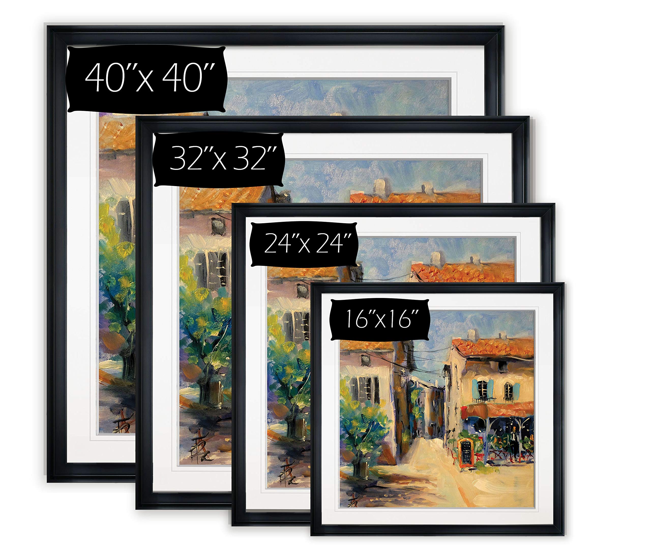 Wexford Home France Cityscape Wall Art - 16x16 Black Framed Square Landscape Painting Giclee Print for Modern Living Room, Bedroom & Office Decor