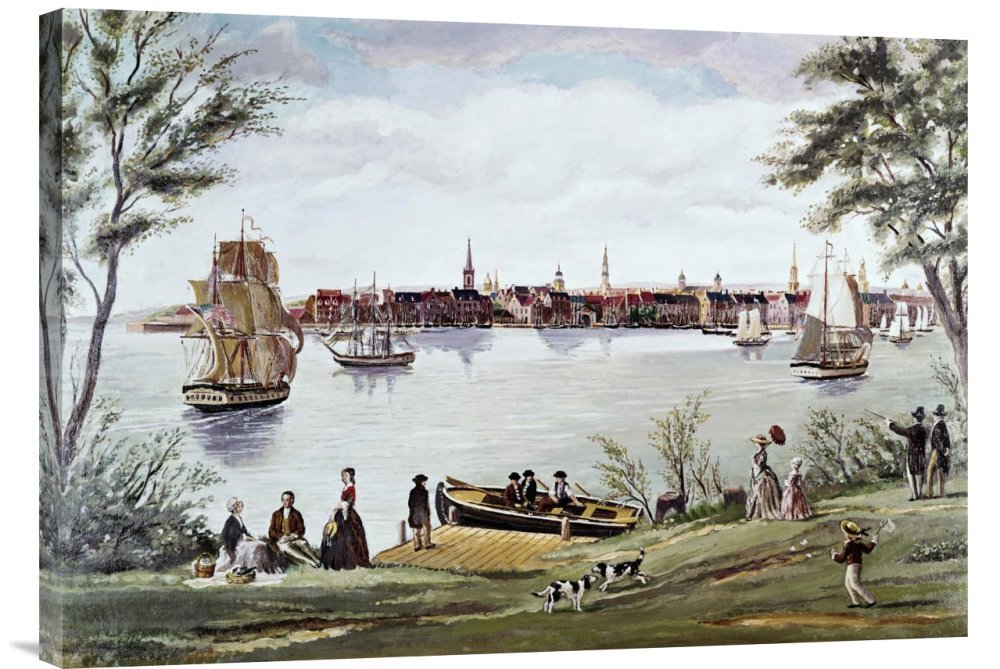 New York East River Canvas Wall Art - Vintage Independence Scene for Home Decor
