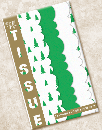 Forest Pines Scalloped Tissue Paper - Decorative Gift Wrapping, Party Decorations & Craft Supplies for Christmas, Weddings, Birthdays and DIY Projects