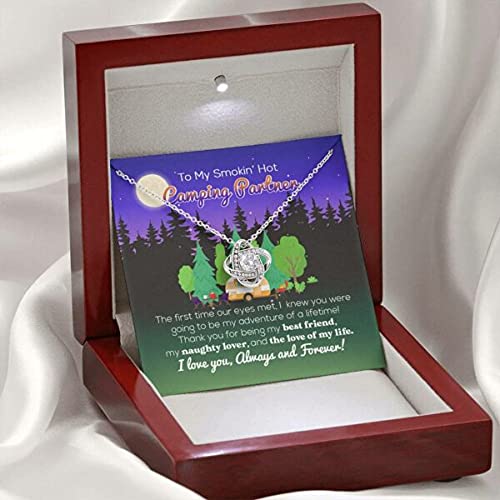 Love Knot Necklace for Women - Camping Jewelry Gift with Card & Box