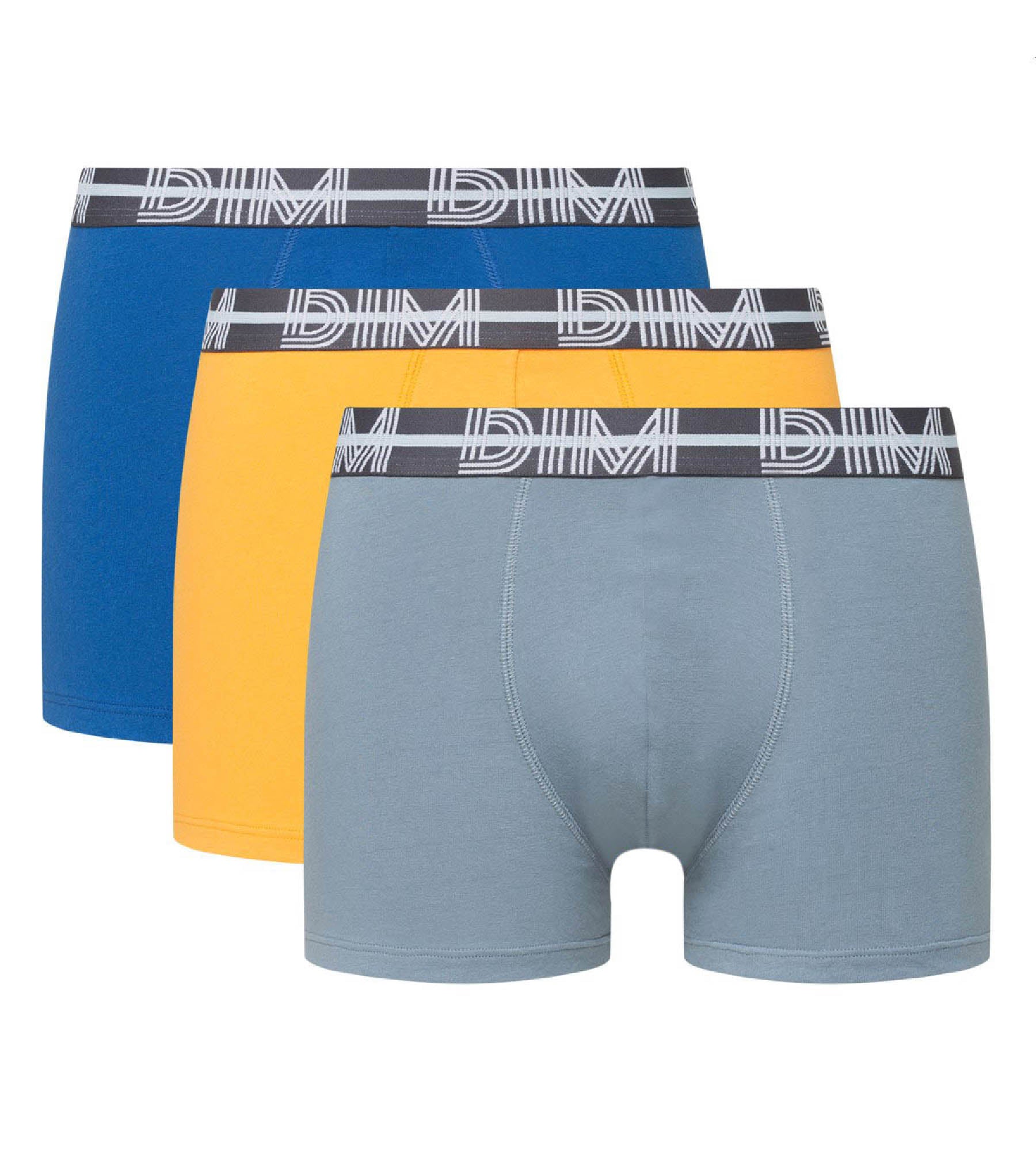 3 Pack Stretch Cotton Boxer Briefs with Graphic Waistband - Comfortable Men's Underwear for Everyday Wear, Gym & Travel - Blue
